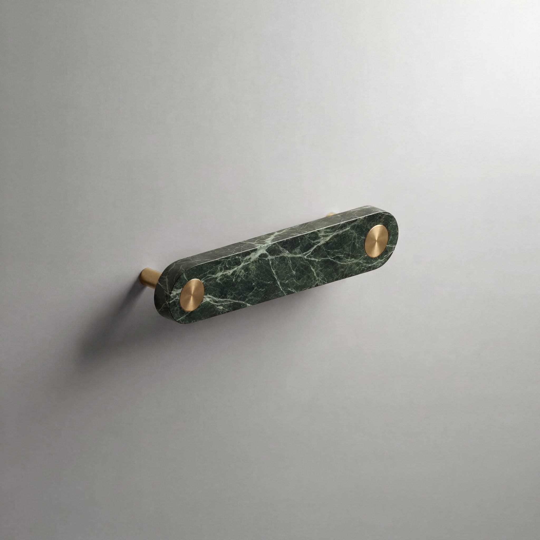 Green Marble Ensemble Handle in 128mm Centres with Brass button detail by Sloan Roberts.