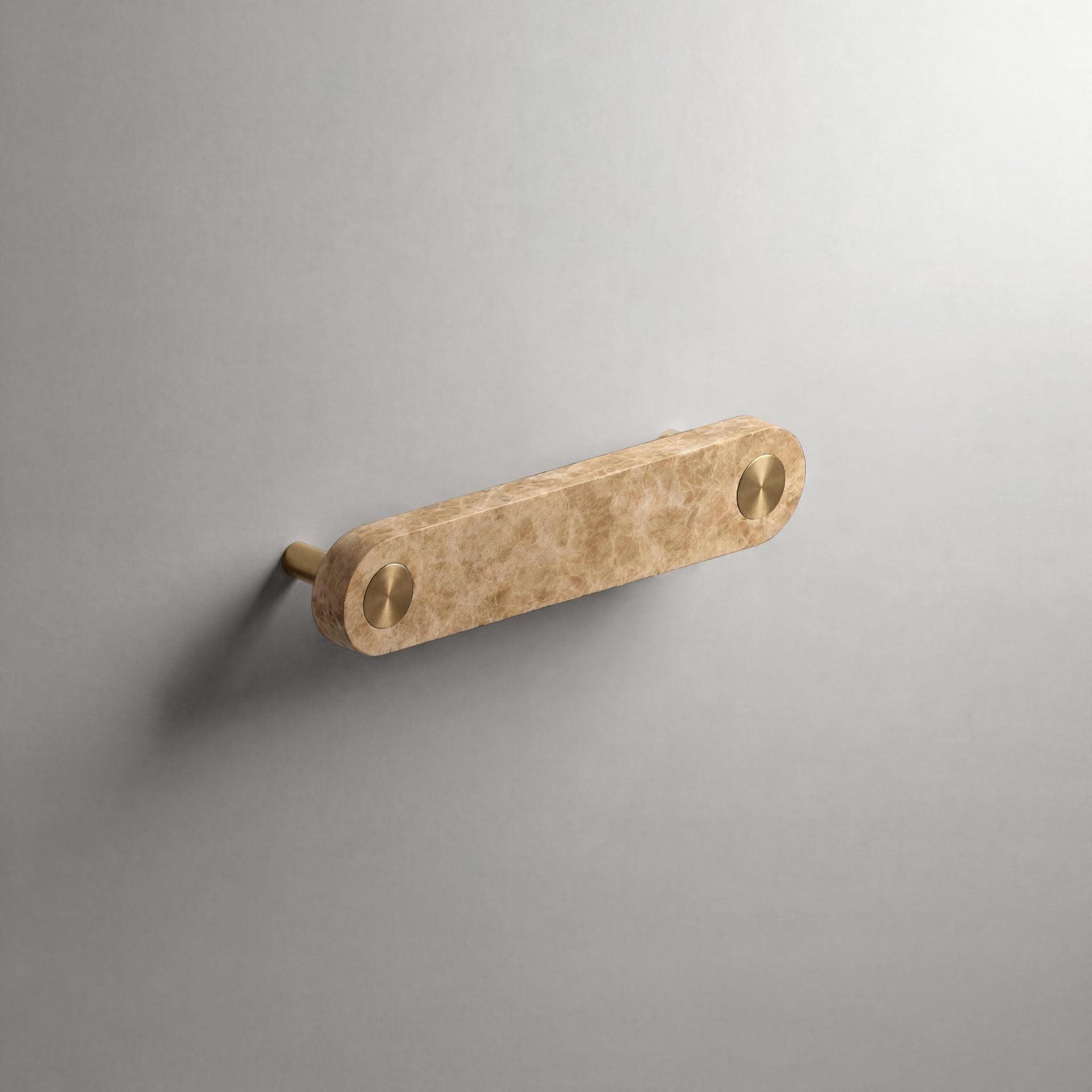 Latte Marble Ensemble Handle in 128mm Centres with Brass button detail by Sloan Roberts.