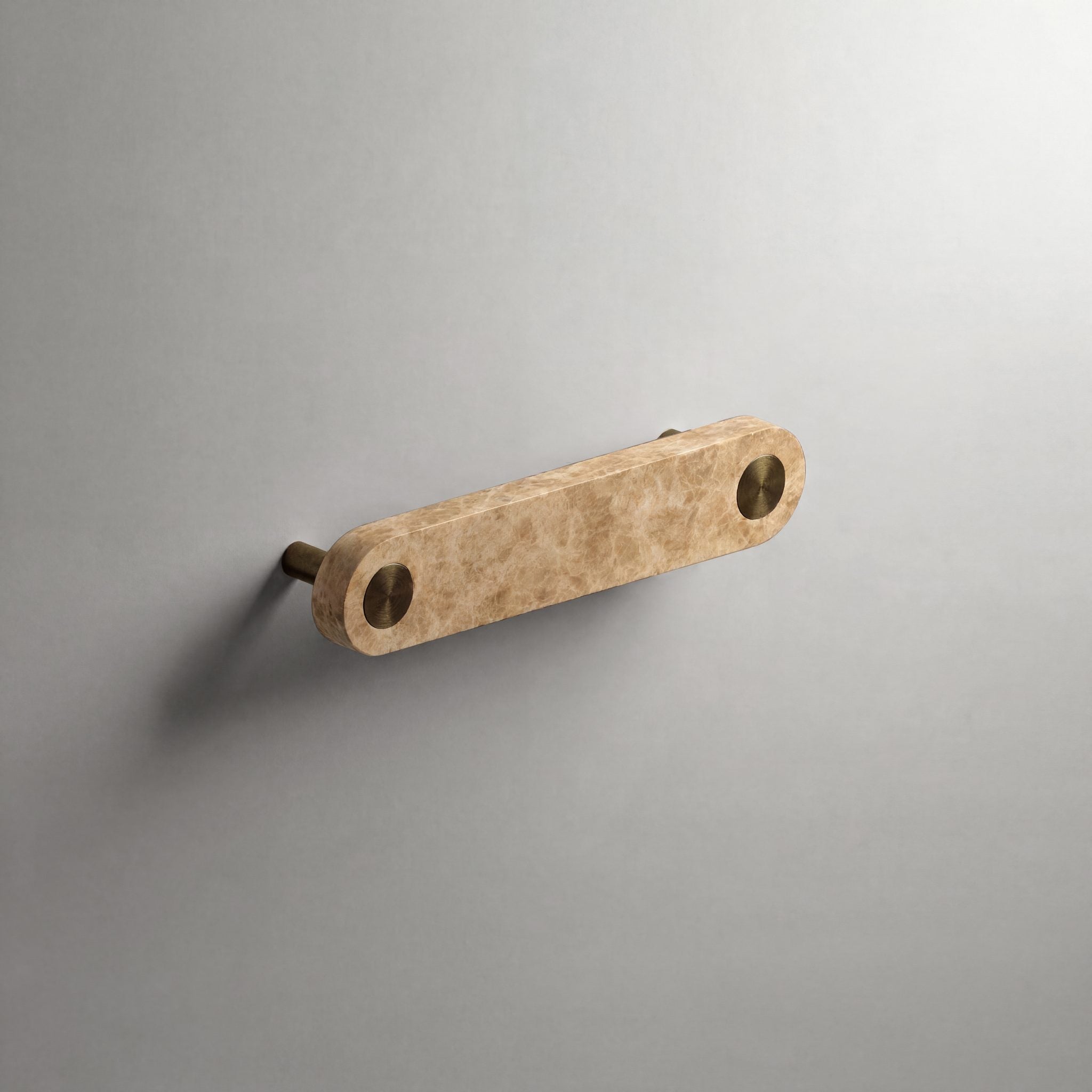 Latte Marble Ensemble Handle in 128mm Centres with Aged Bronze button detail by Sloan Roberts.