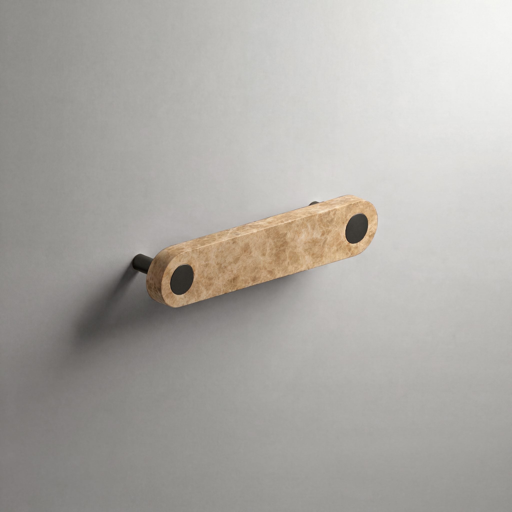 Latte Marble Ensemble Handle in 128mm Centres with Matte Black button detail by Sloan Roberts.