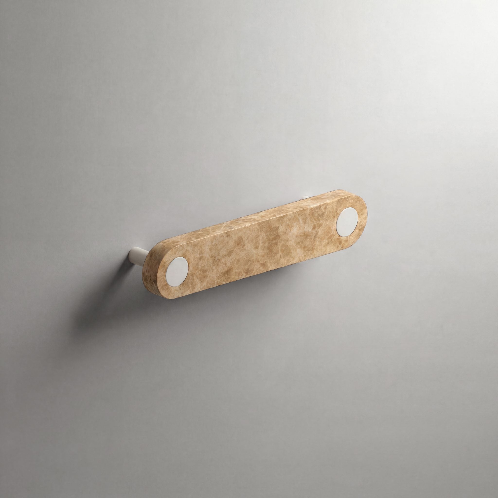 Latte Marble Ensemble Handle in 128mm Centres with Matte White button detail by Sloan Roberts.