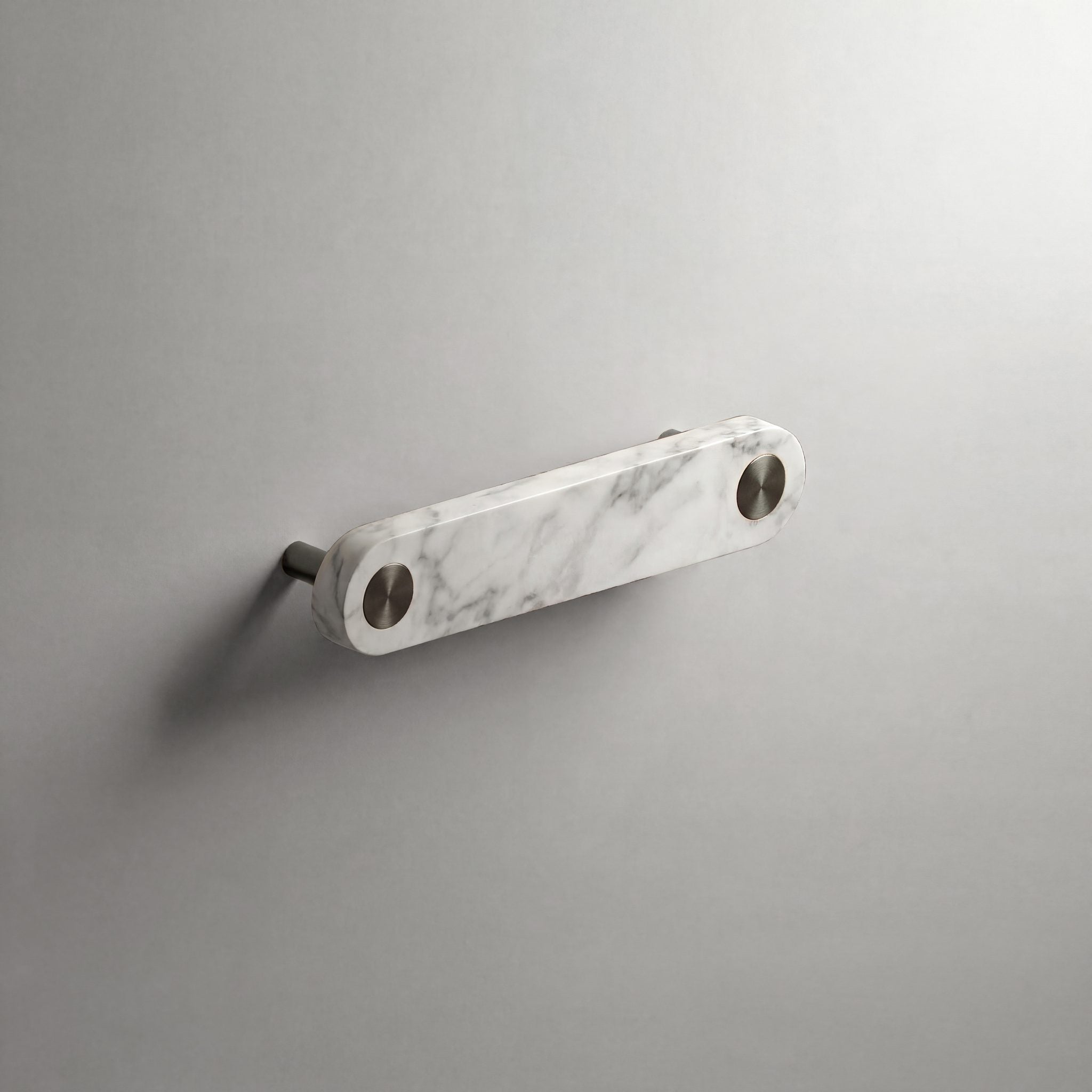White Marble Ensemble Handle in 128mm Centres with Gunmetal button detail by Sloan Roberts.