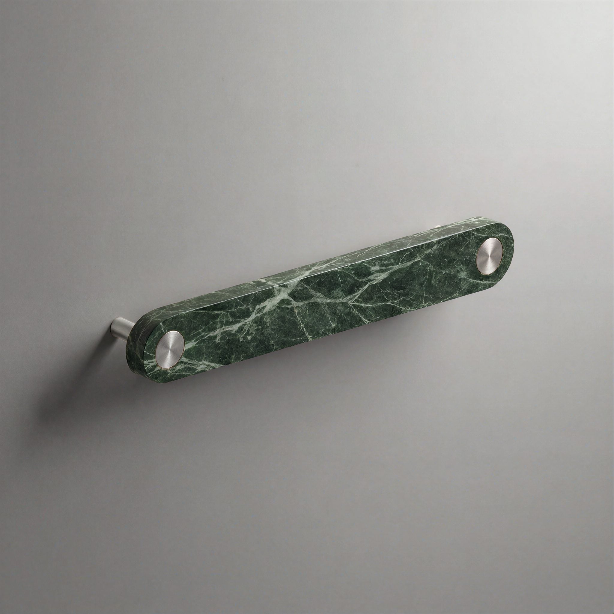 Green Marble Ensemble Handle in 160mm Centres with Brushed Steel button detail by Sloan Roberts.
