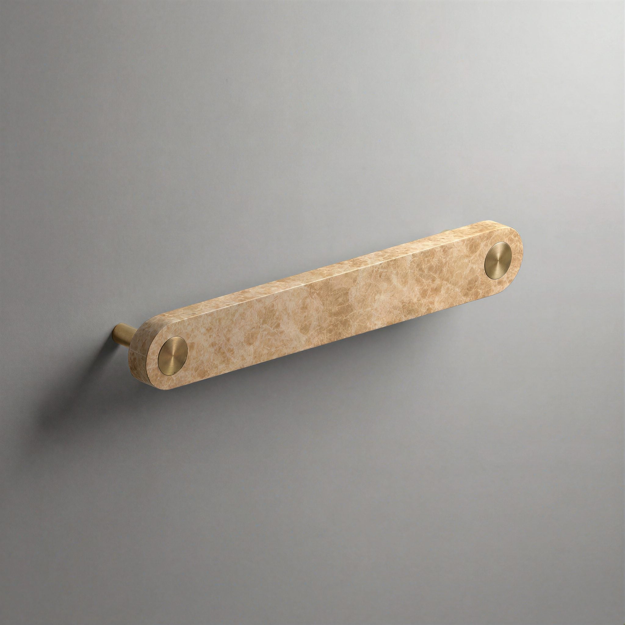 Latte Marble Ensemble Handle in 160mm Centres with Brass button detail by Sloan Roberts.