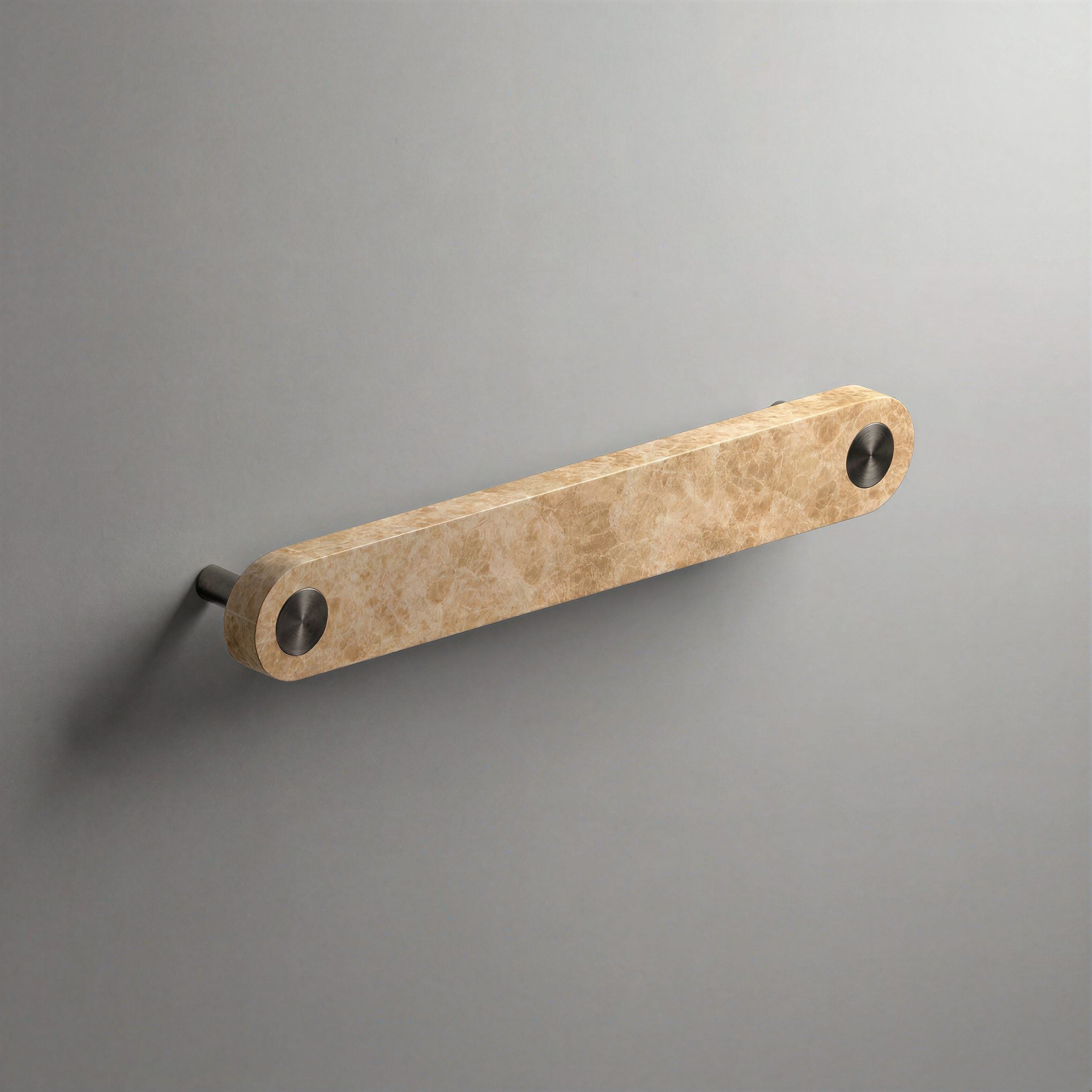 Latte Marble Ensemble Handle in 160mm Centres with Gunmetal button detail by Sloan Roberts.