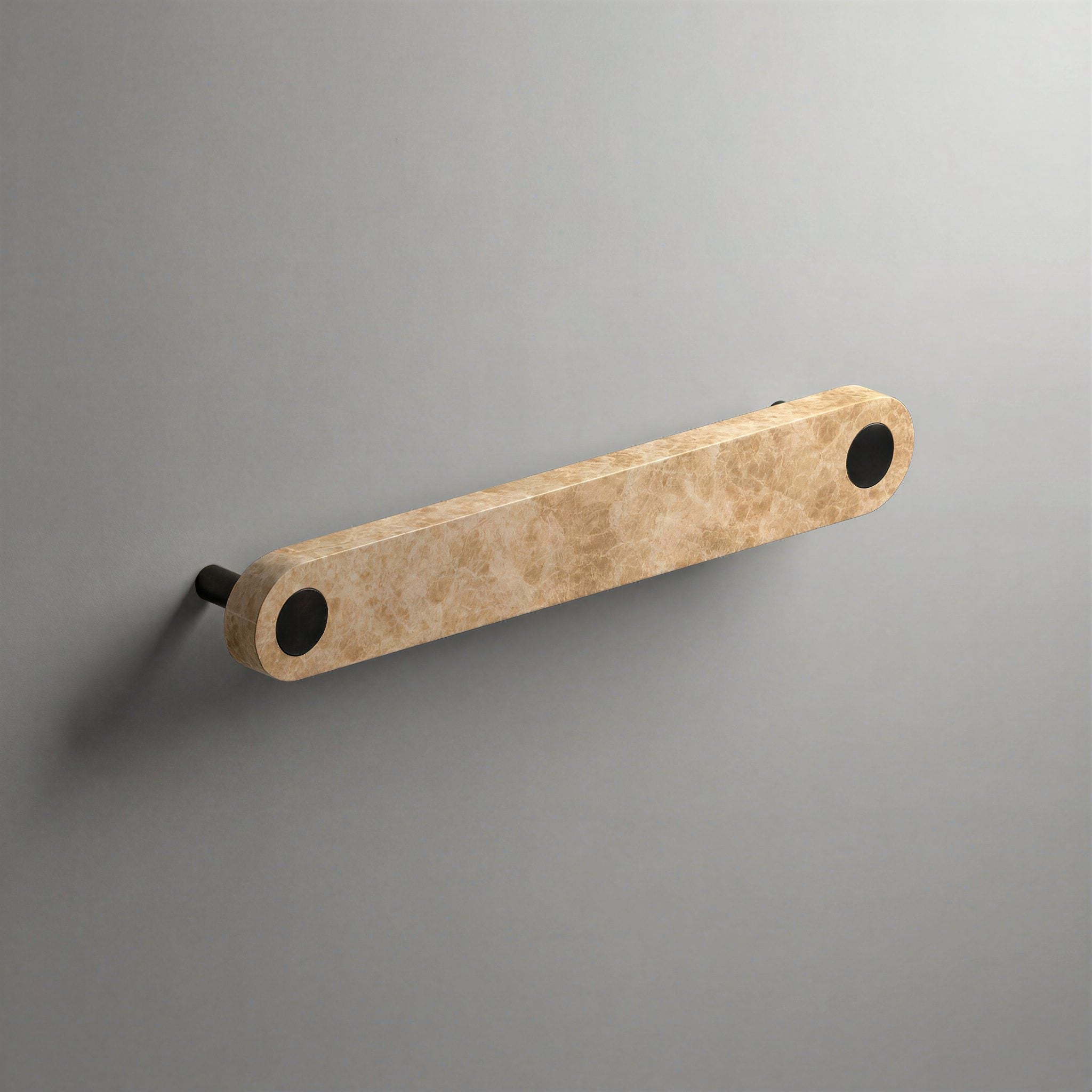 Latte Marble Ensemble Handle in 160mm Centres with Matte Black button detail by Sloan Roberts.