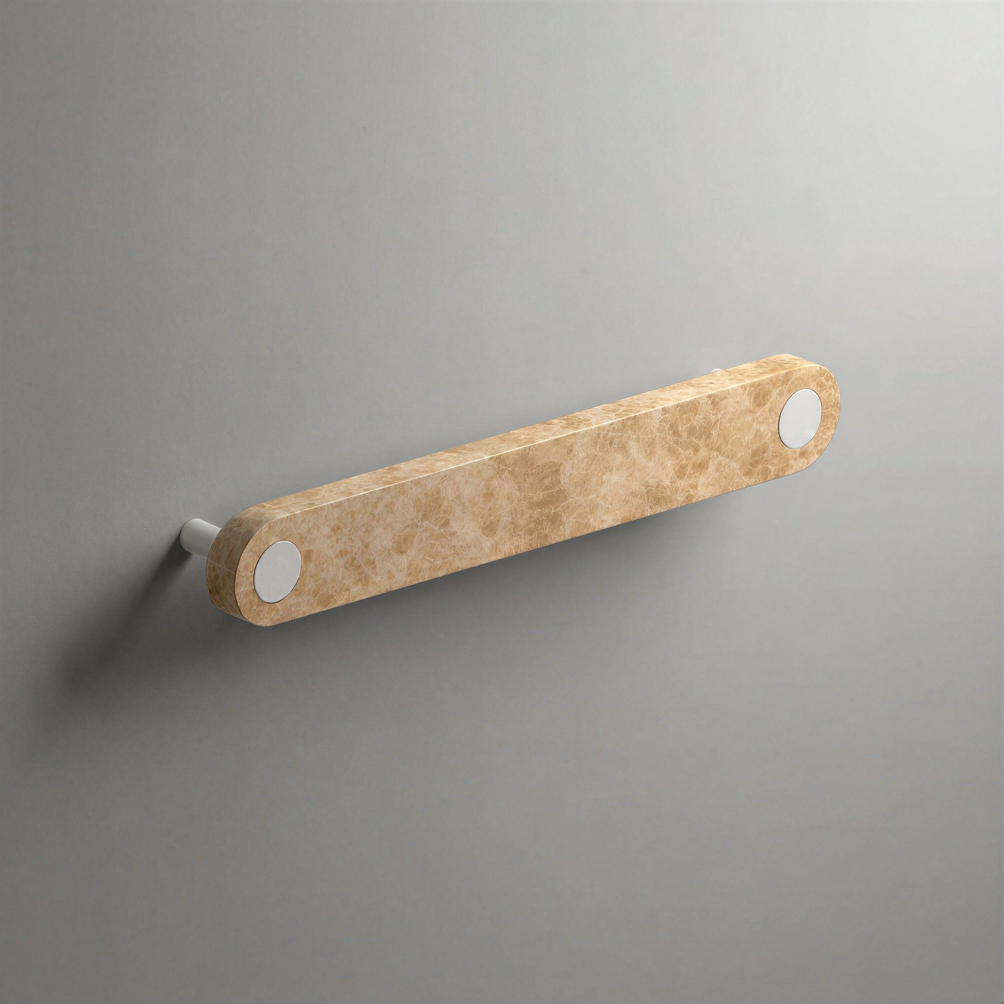 Latte Marble Ensemble Handle in 160mm Centres with Matte White button detail by Sloan Roberts.