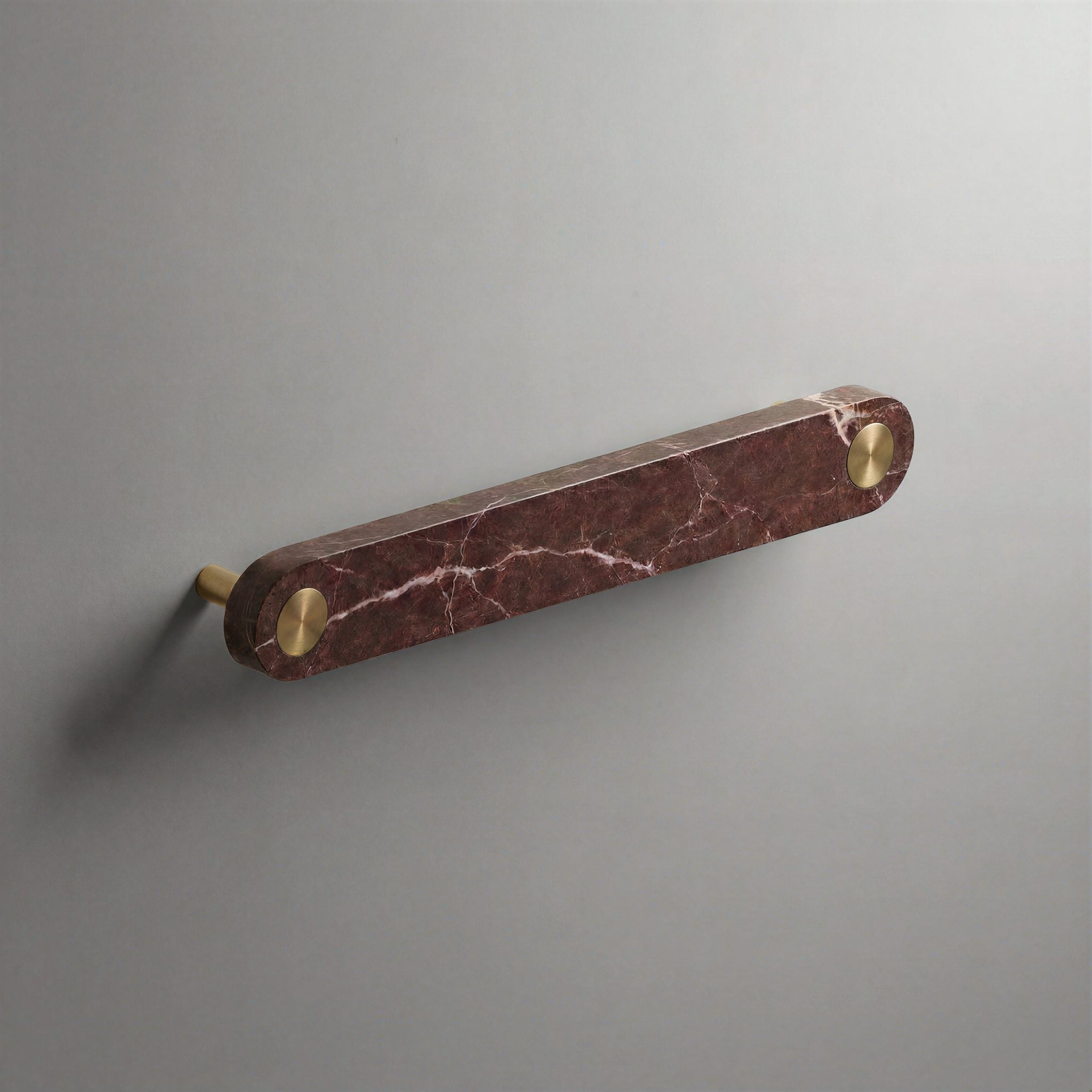 Red Marble Ensemble Handle in 160mm Centres with Brass button detail by Sloan Roberts.