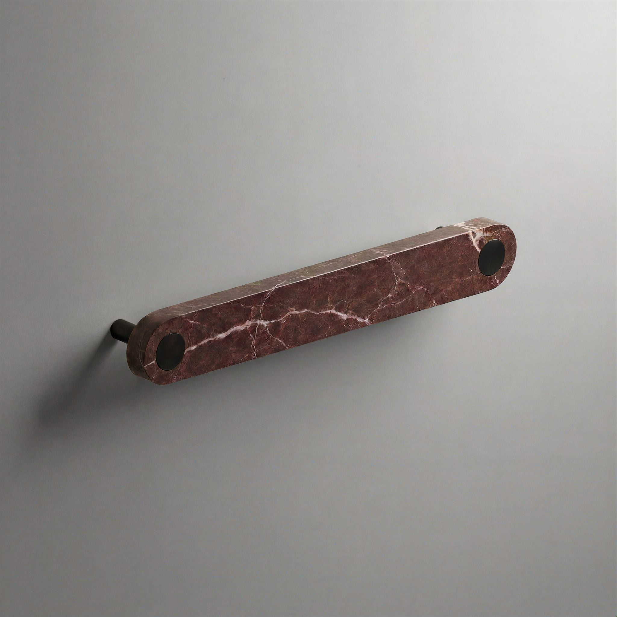Red Marble Ensemble Handle in 160mm Centres with Matte Black button detail by Sloan Roberts.