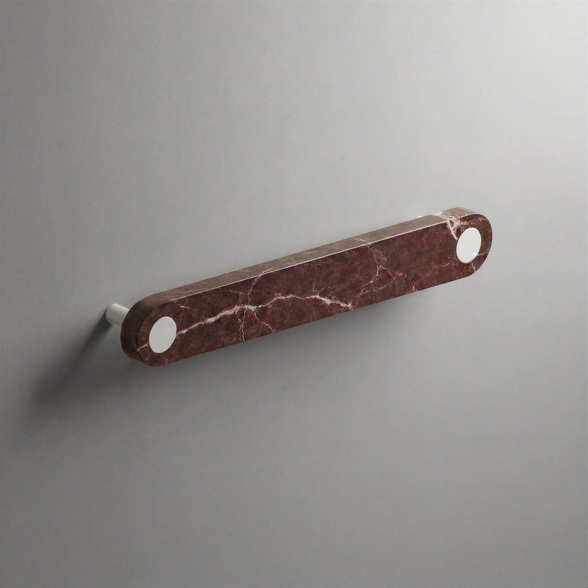 Red Marble Ensemble Handle in 160mm Centres with Matte White button detail by Sloan Roberts.