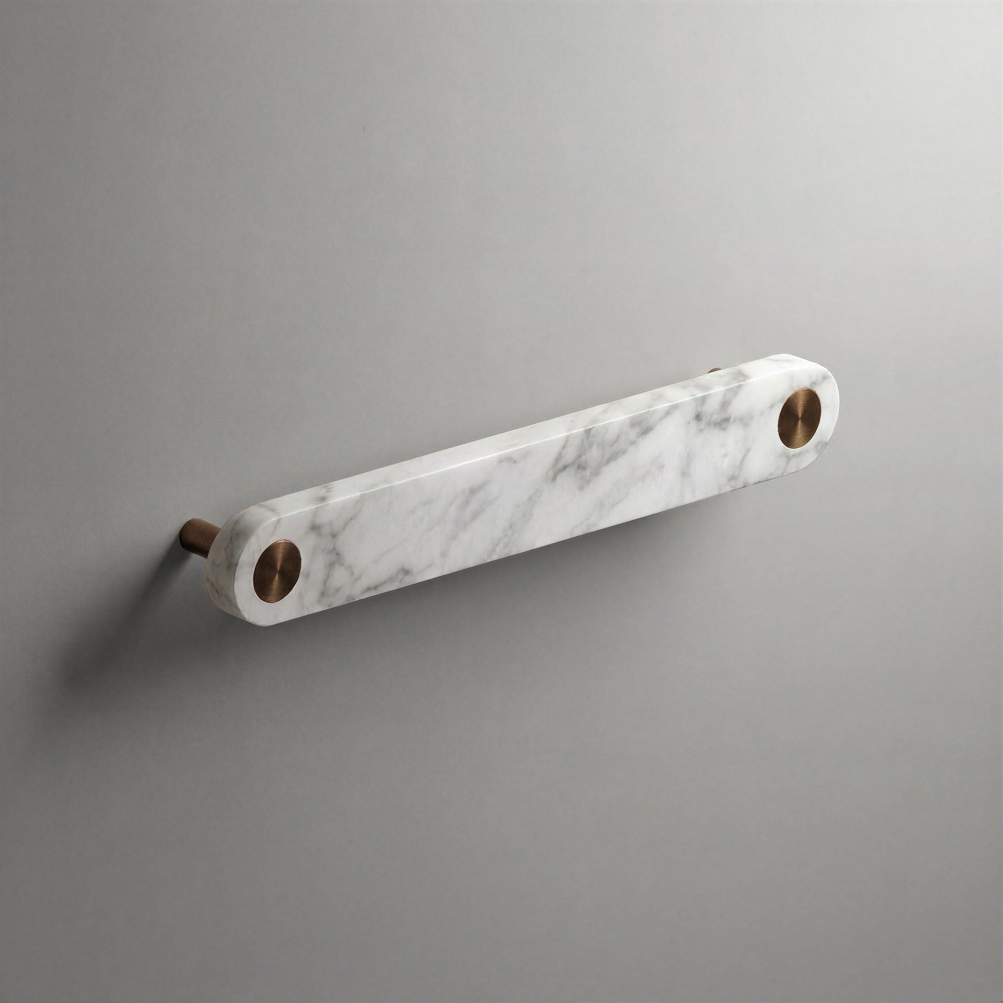 White Marble Ensemble Handle in 160mm Centres with Aged Bronze button detail by Sloan Roberts.
