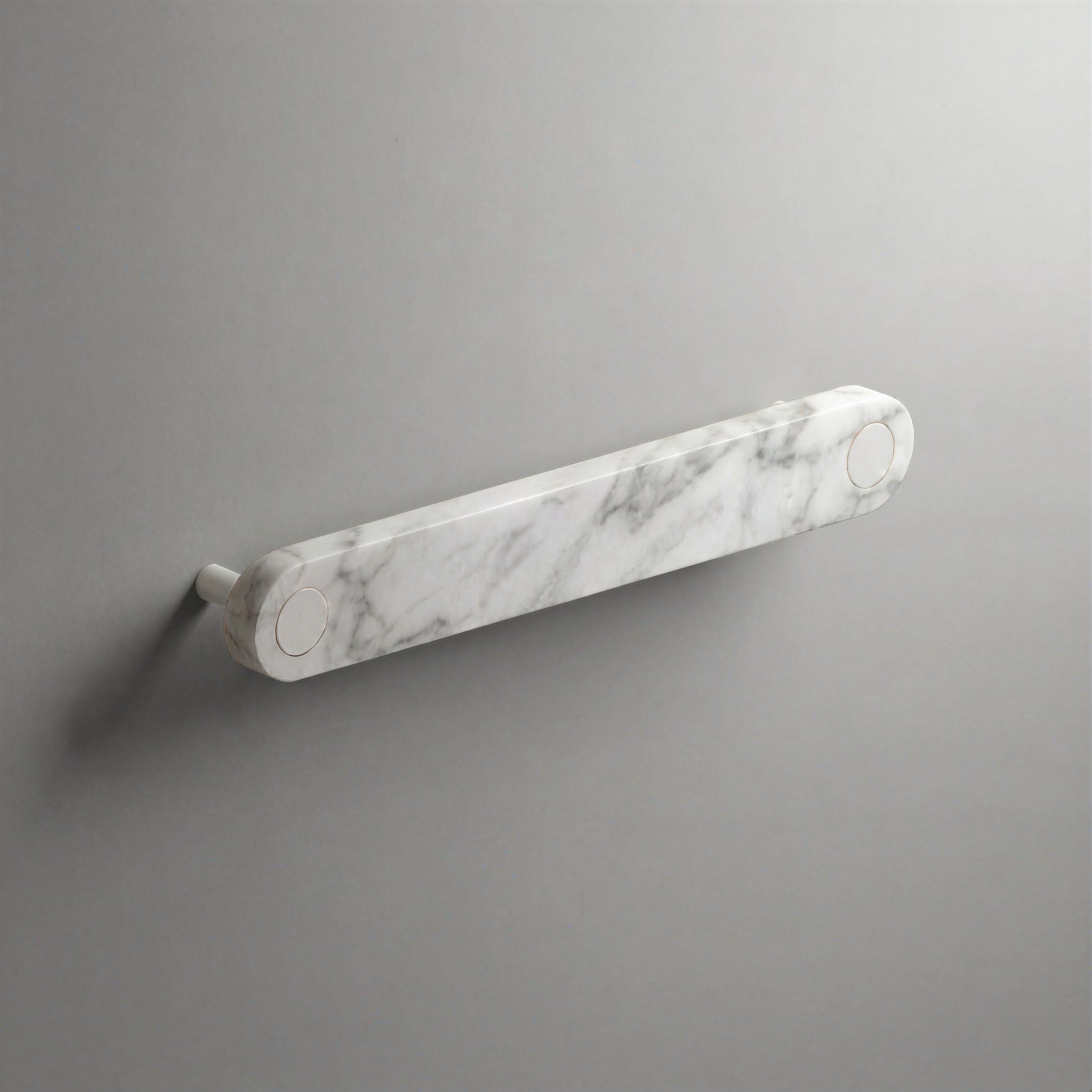 White Marble Ensemble Handle in 160mm Centres with Matte White button detail by Sloan Roberts.