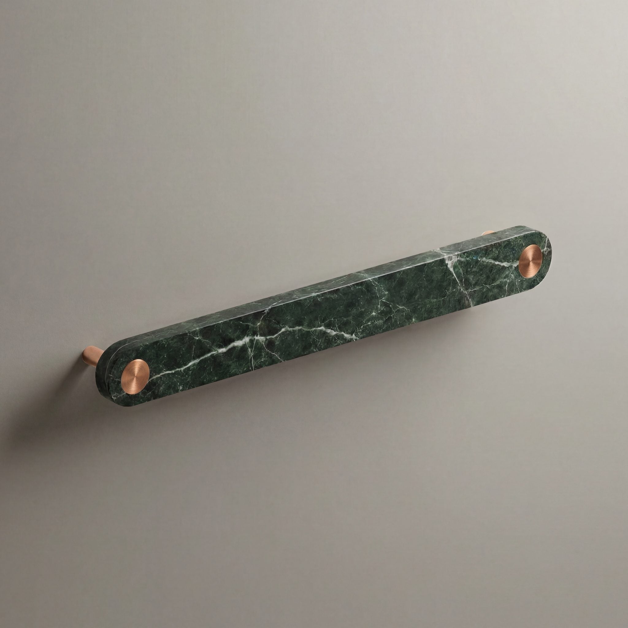 Green Marble Ensemble Handle in 192mm Centres with Brushed Copper button detail by Sloan Roberts.