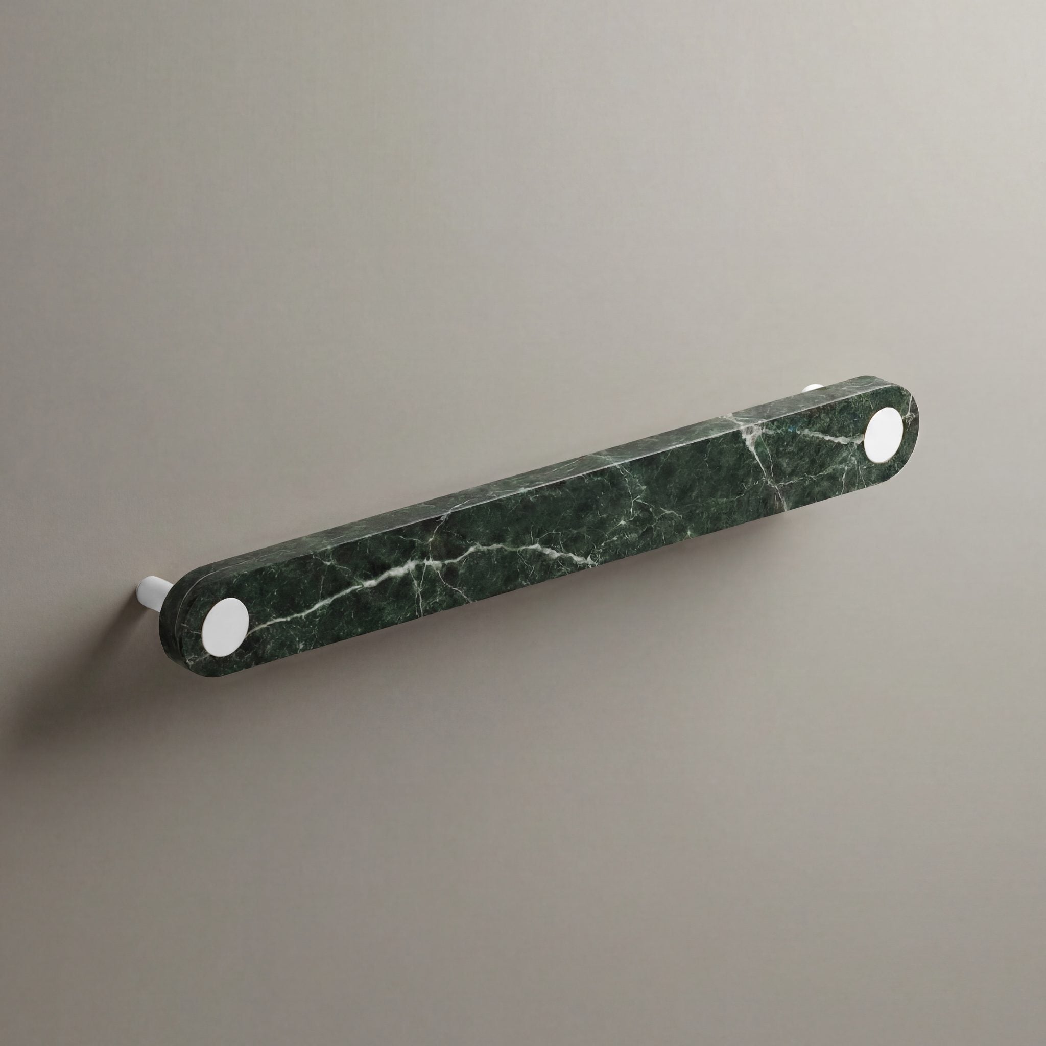 Green Marble Ensemble Handle in 192mm Centres with Matte White button detail by Sloan Roberts.