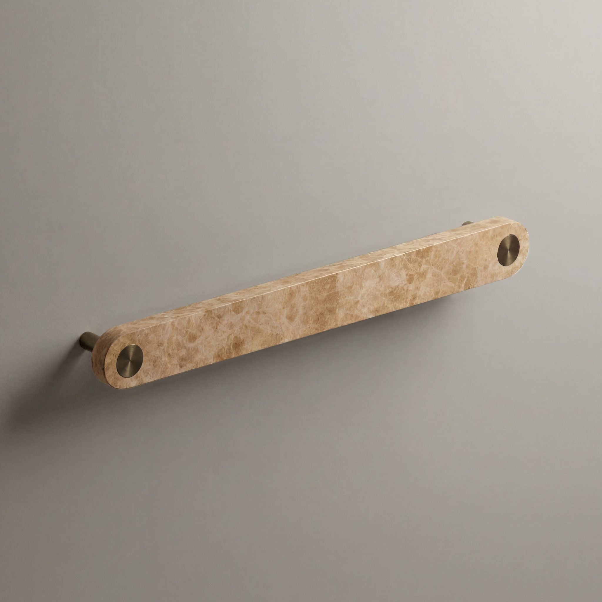 Latte Marble Ensemble Handle in 192mm Centres with Aged Bronze button detail by Sloan Roberts.