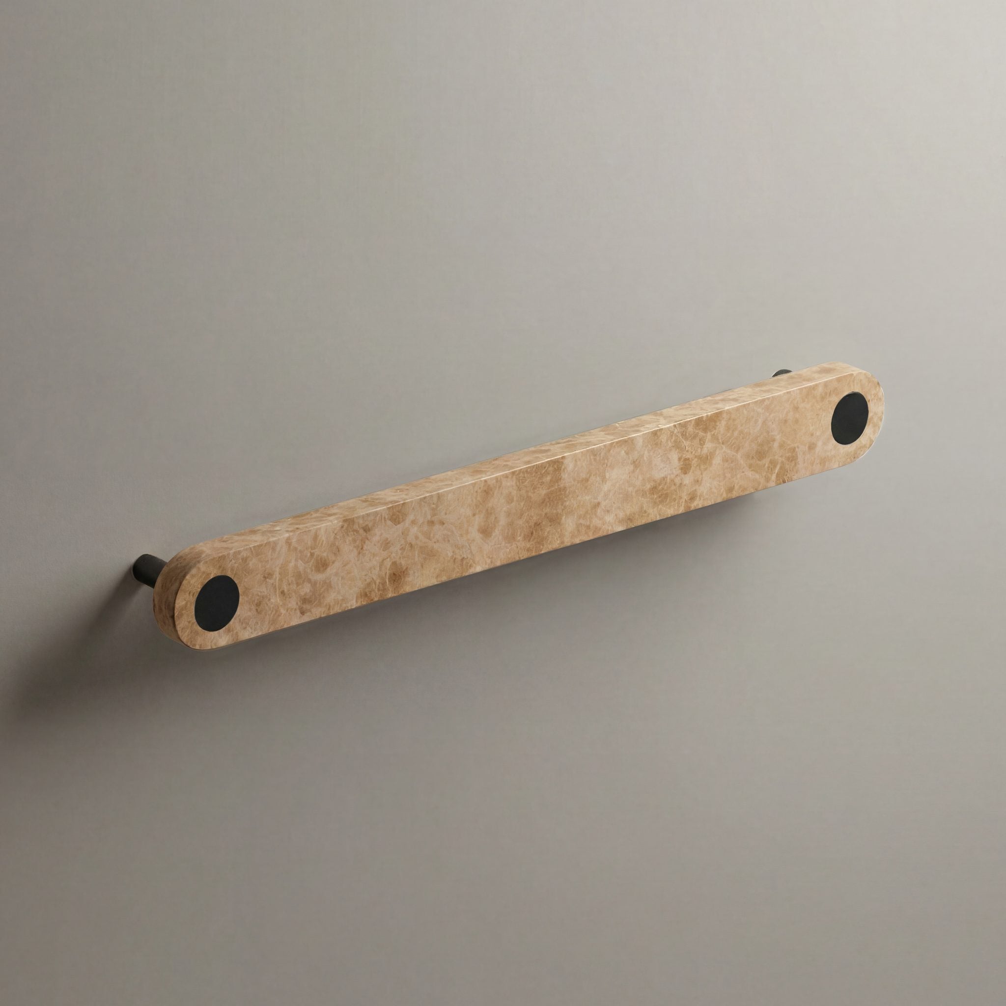 Latte Marble Ensemble Handle in 192mm Centres with Matte Black button detail by Sloan Roberts.