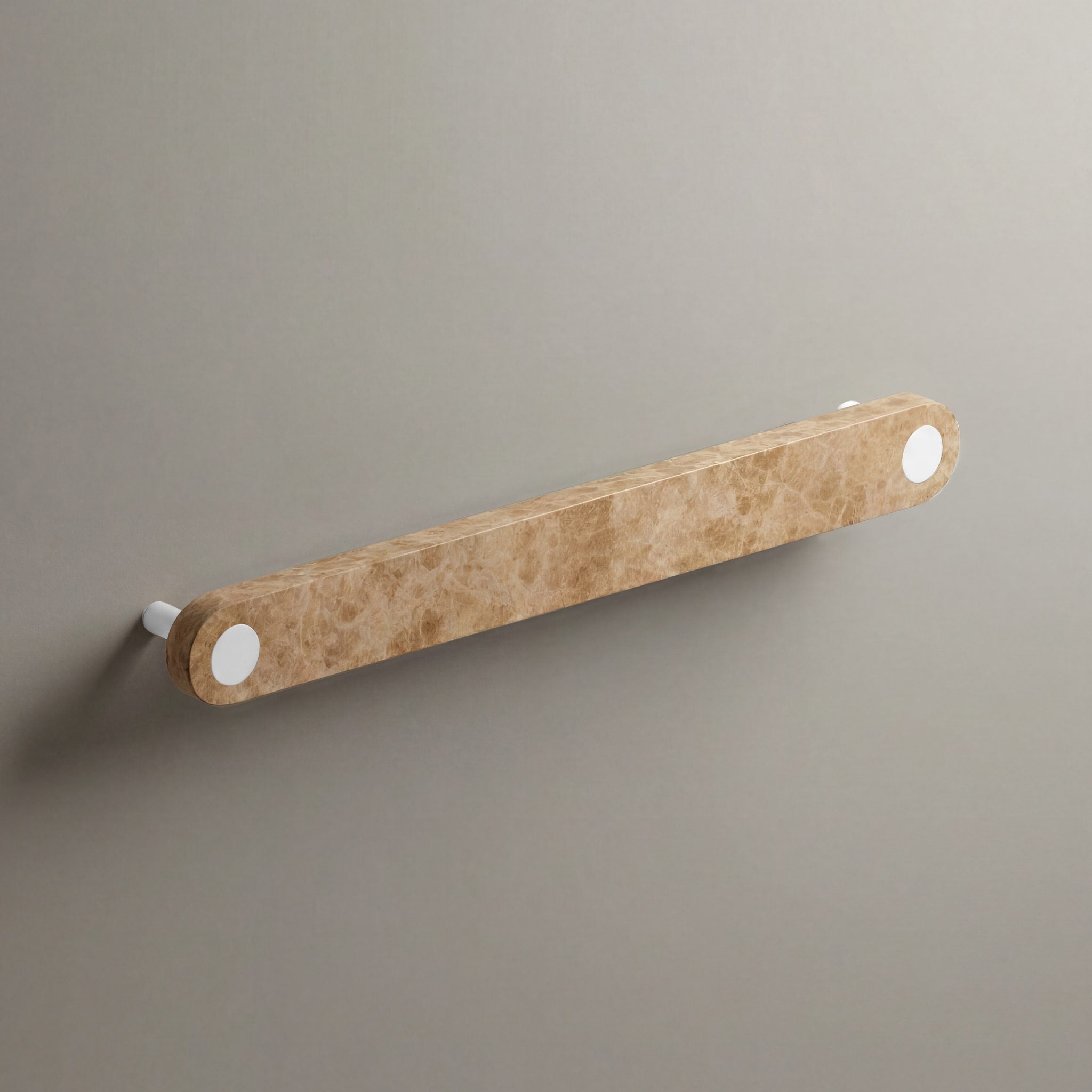 Latte Marble Ensemble Handle in 192mm Centres with Matte White button detail by Sloan Roberts.