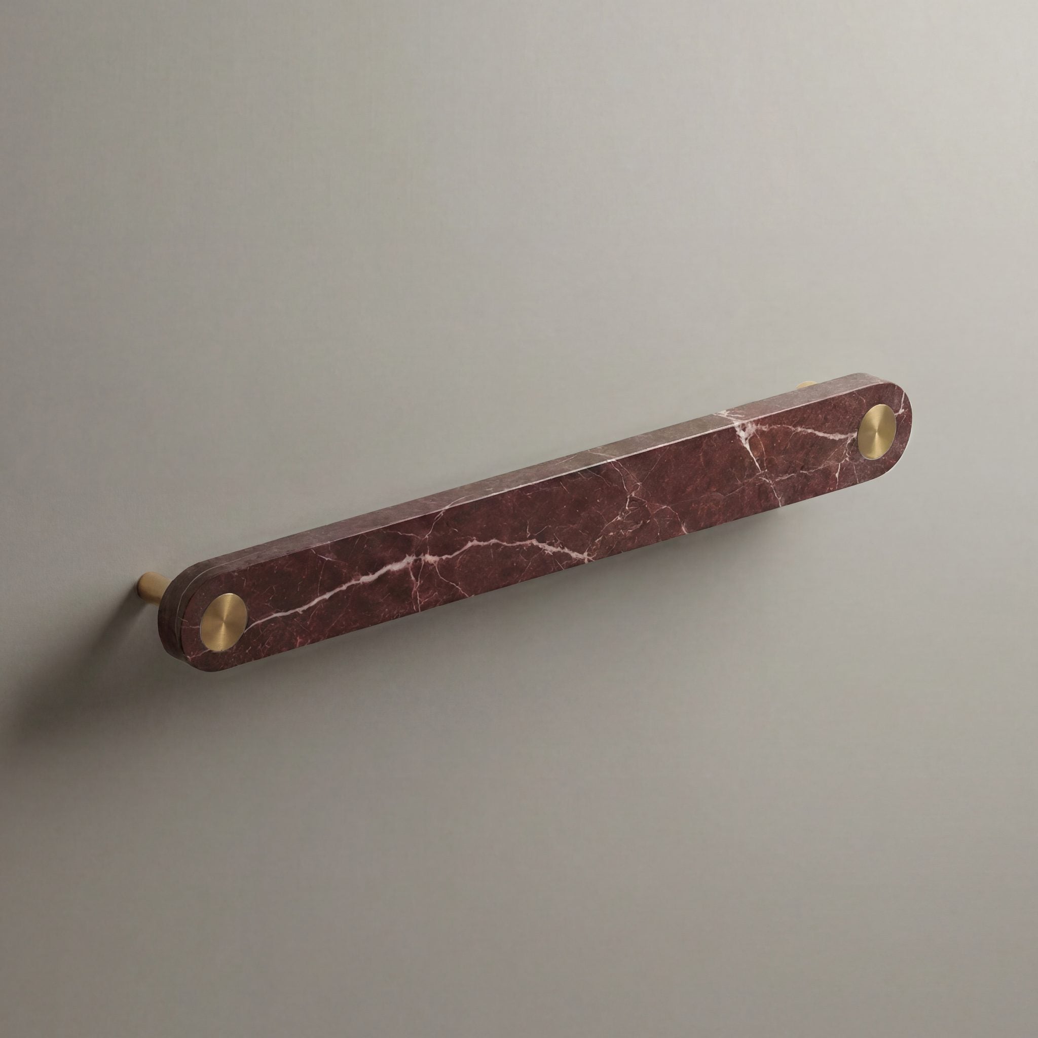 Red Marble Ensemble Handle in 192mm Centres with Brass button detail by Sloan Roberts.