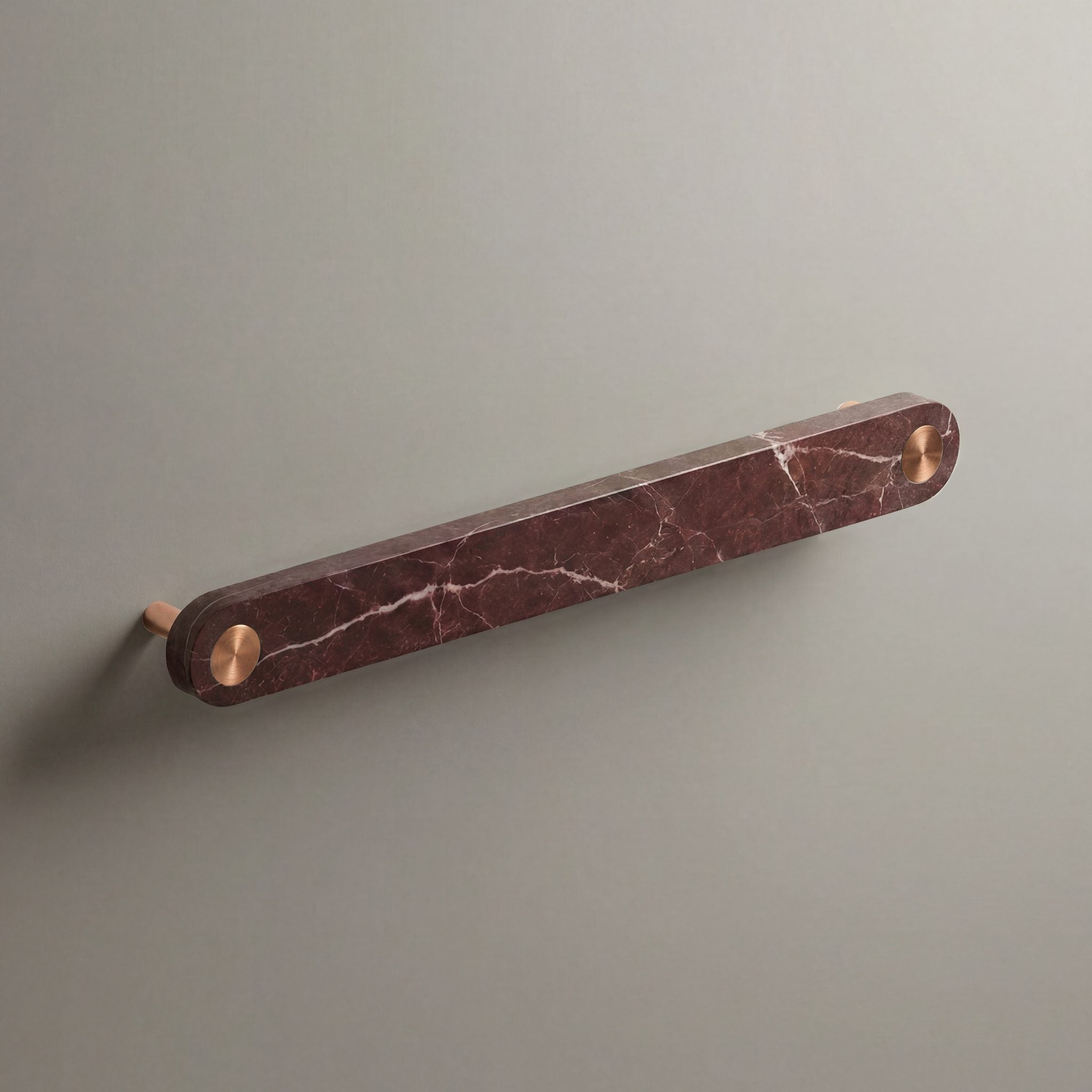 Red Marble Ensemble Handle in 192mm Centres with Brushed Copper button detail by Sloan Roberts.