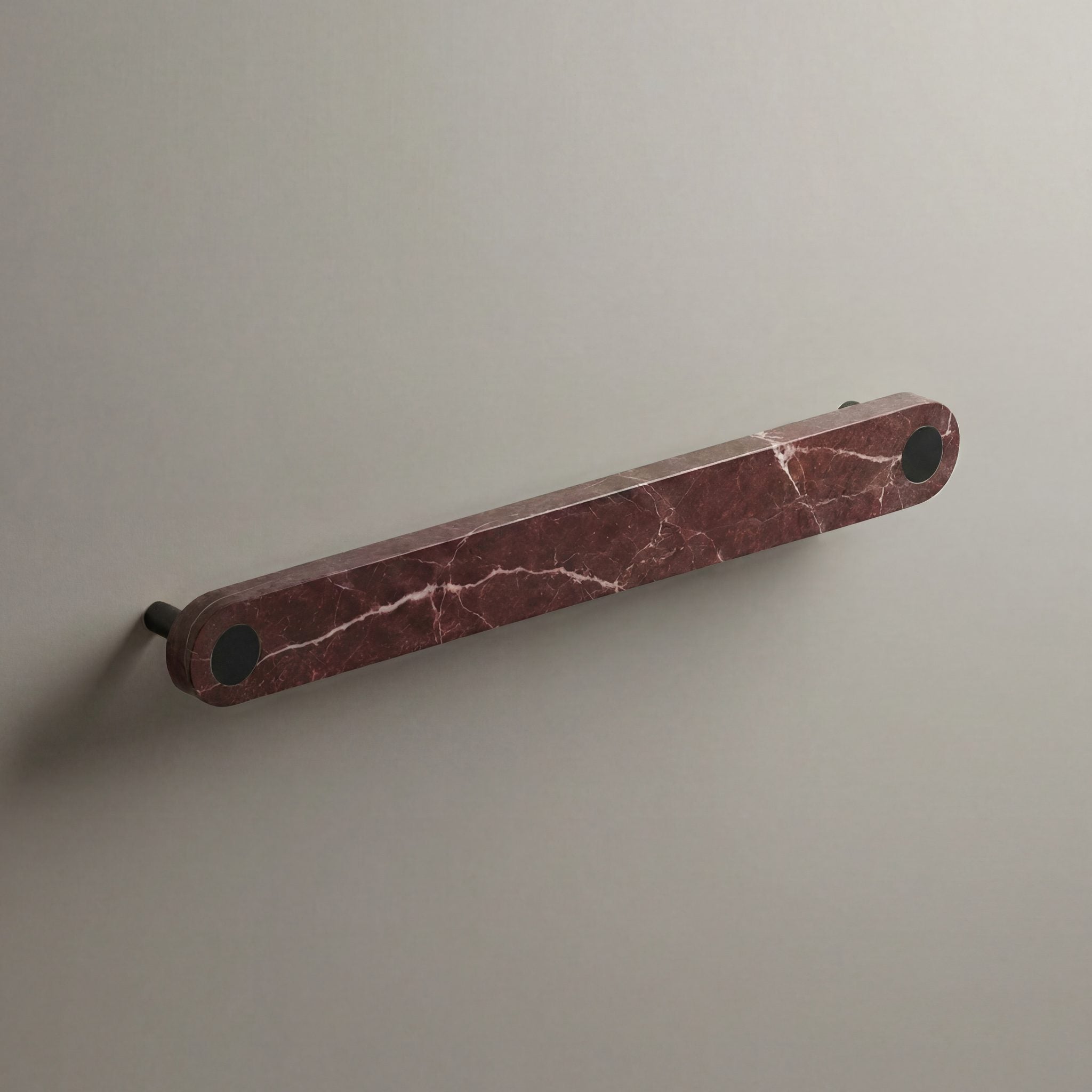 Red Marble Ensemble Handle in 192mm Centres with Matte Black button detail by Sloan Roberts.