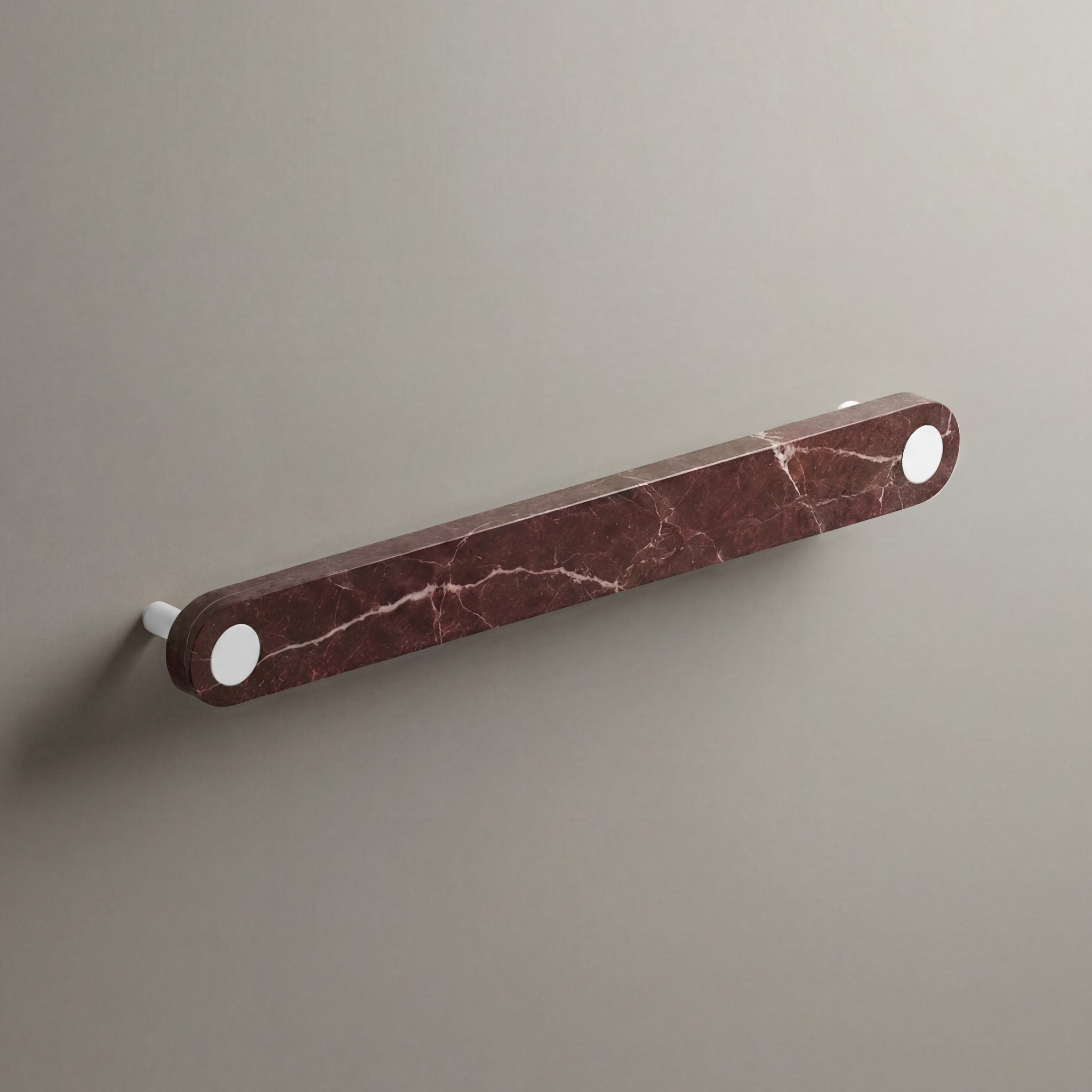 Red Marble Ensemble Handle in 192mm Centres with Matte White button detail by Sloan Roberts.