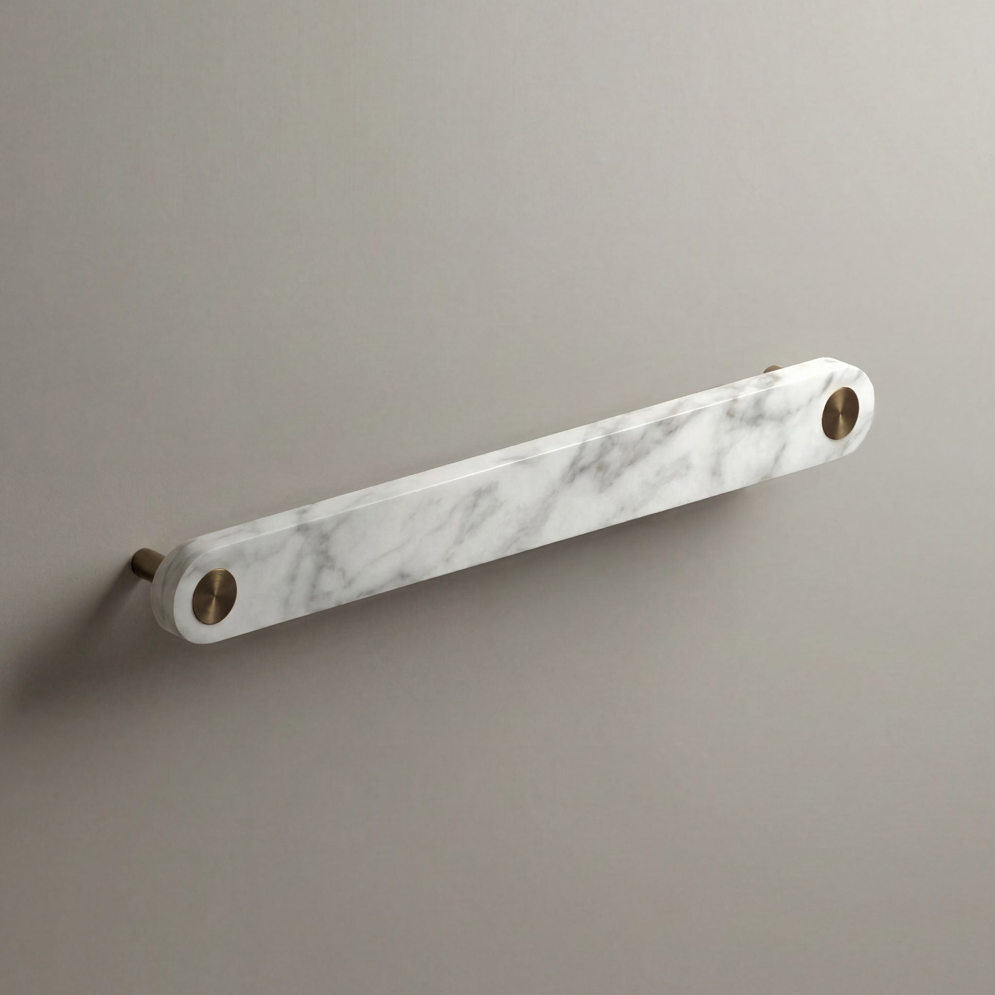White Marble Ensemble Handle in 192mm Centres with Aged Bronze button detail by Sloan Roberts.