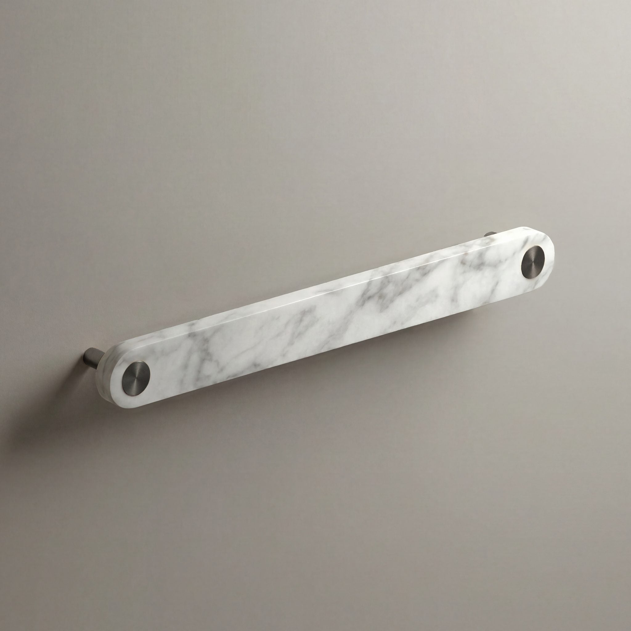 White Marble Ensemble Handle in 192mm Centres with Gunmetal button detail by Sloan Roberts.
