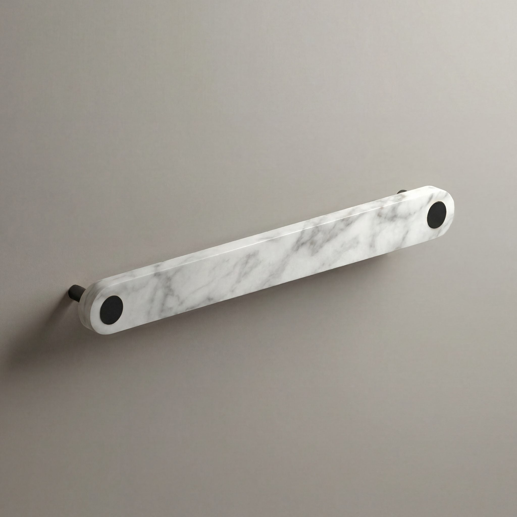 White Marble Ensemble Handle in 192mm Centres with Matte Black button detail by Sloan Roberts.