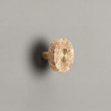 Latte Marble Ensemble Handle in Knob size with Brass button detail by Sloan Roberts.