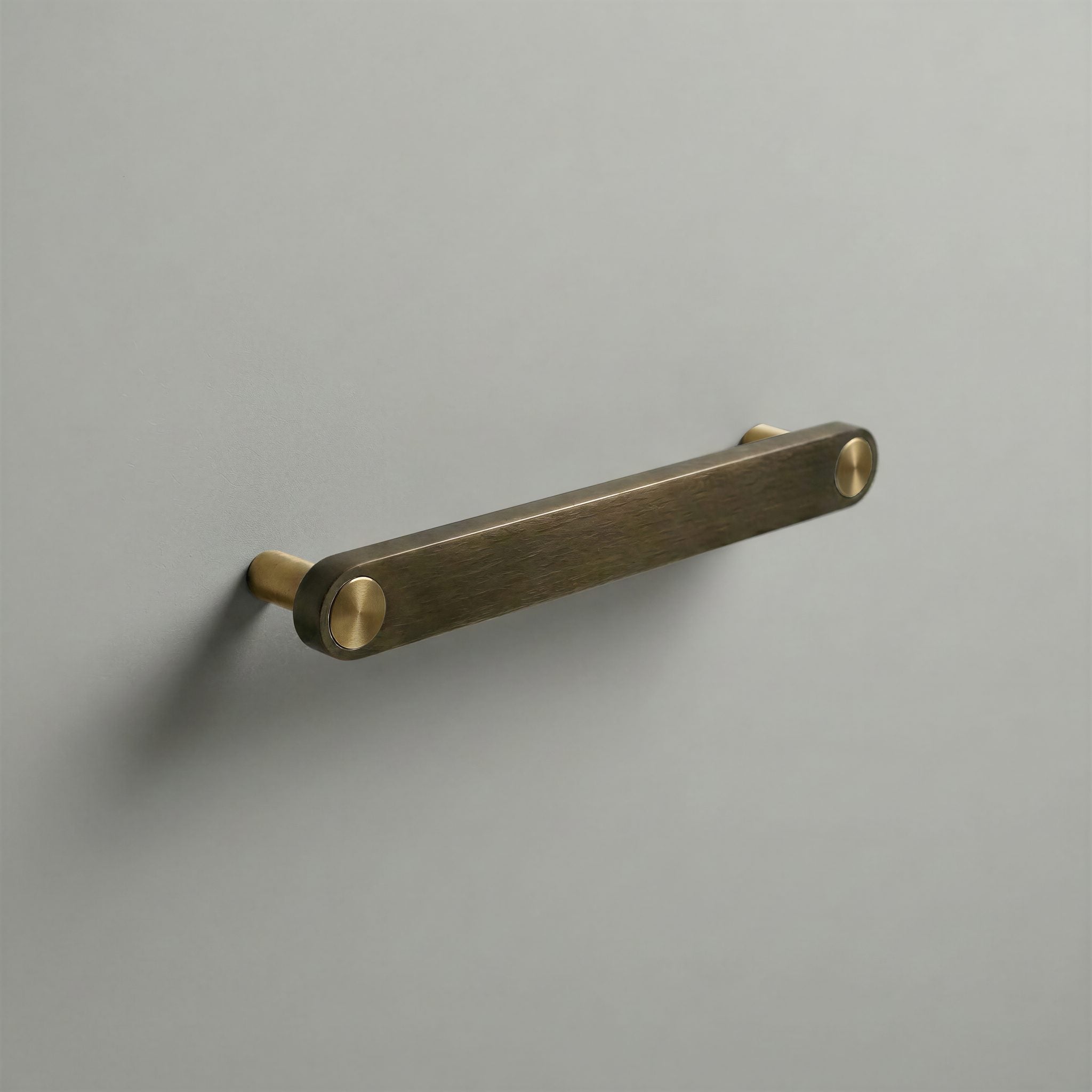 Aged Bronze Ensemble Handle in 160mm Centres with Brass button detail by Sloan Roberts.