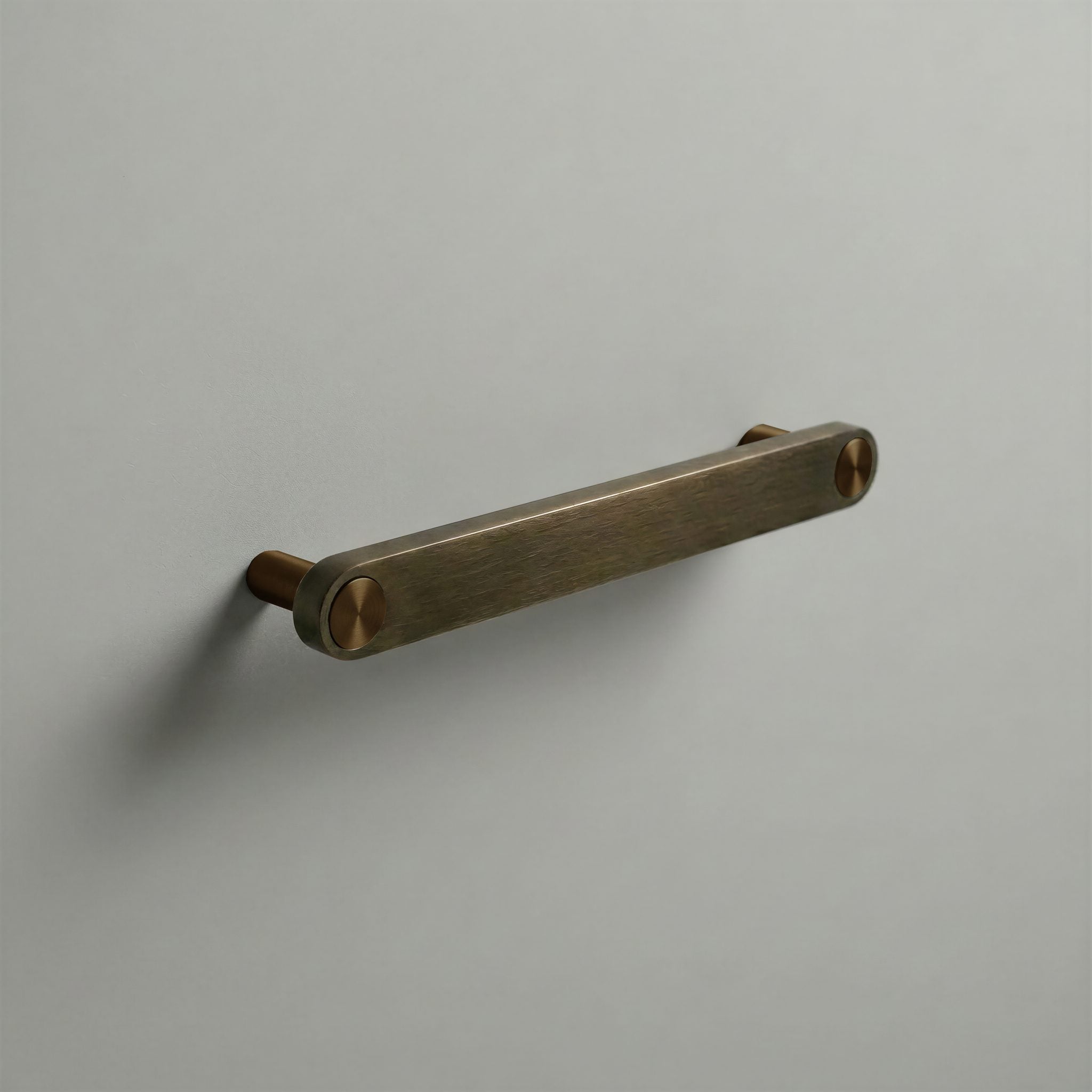 Aged Bronze Ensemble Handle in 160mm Centres with Aged Bronze button detail by Sloan Roberts.