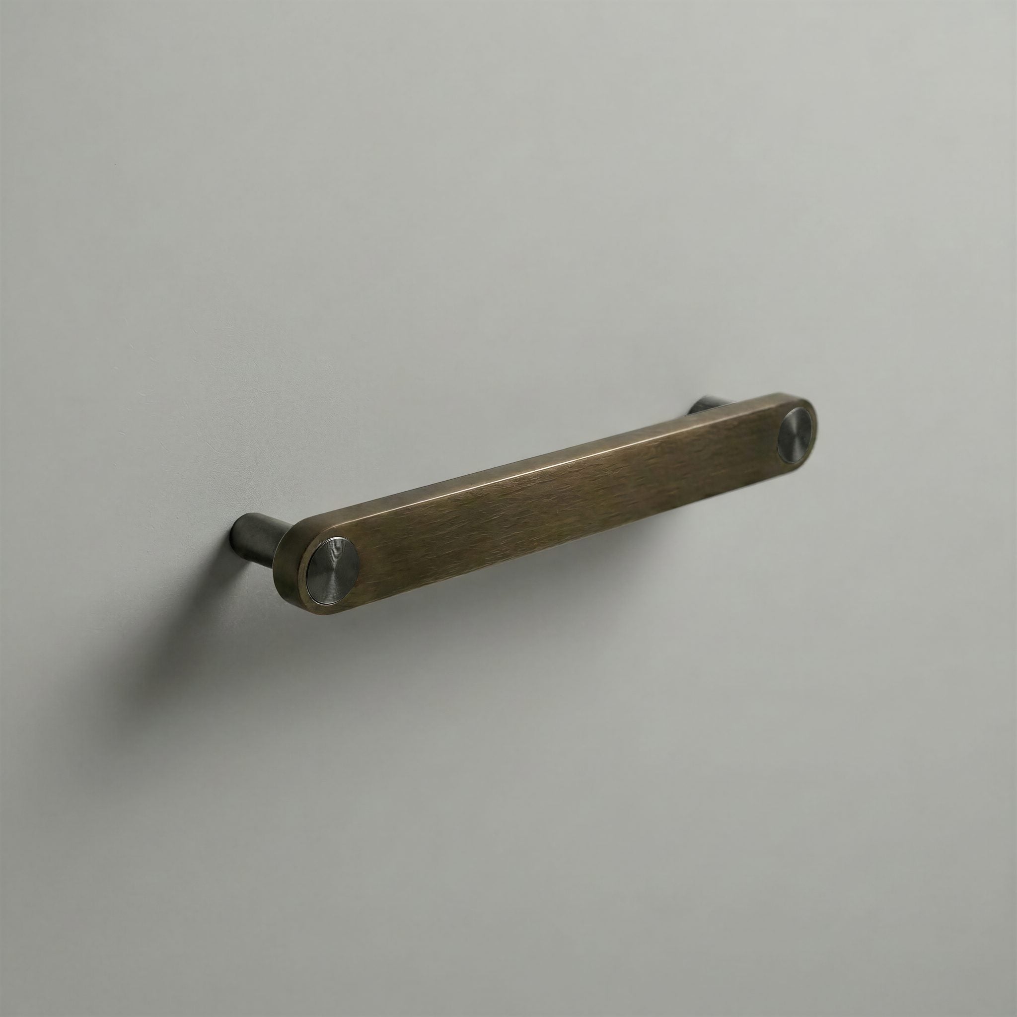 Aged Bronze Ensemble Handle in 160mm Centres with Gunmetal button detail by Sloan Roberts.