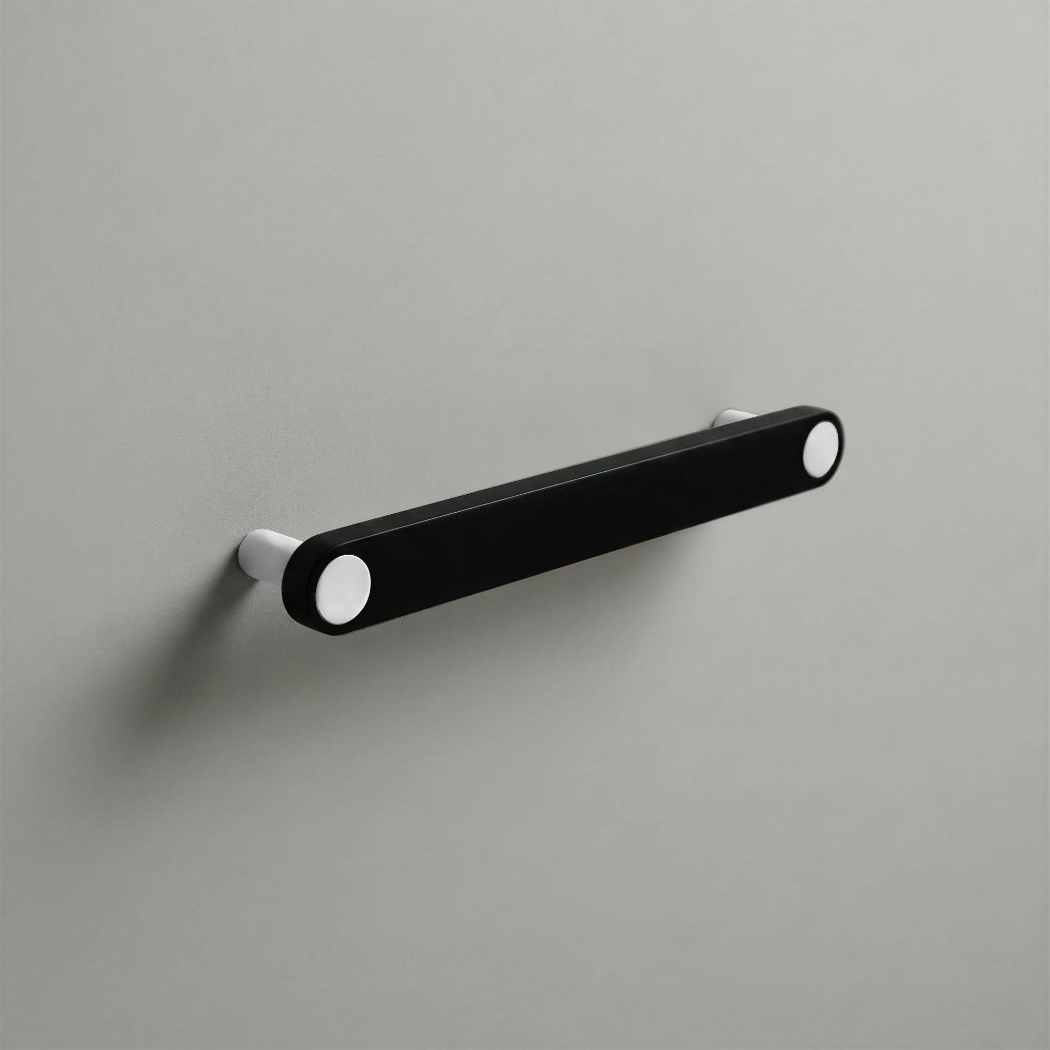 Matte Black Ensemble Handle in 160mm Centres with Matte White button detail by Sloan Roberts.
