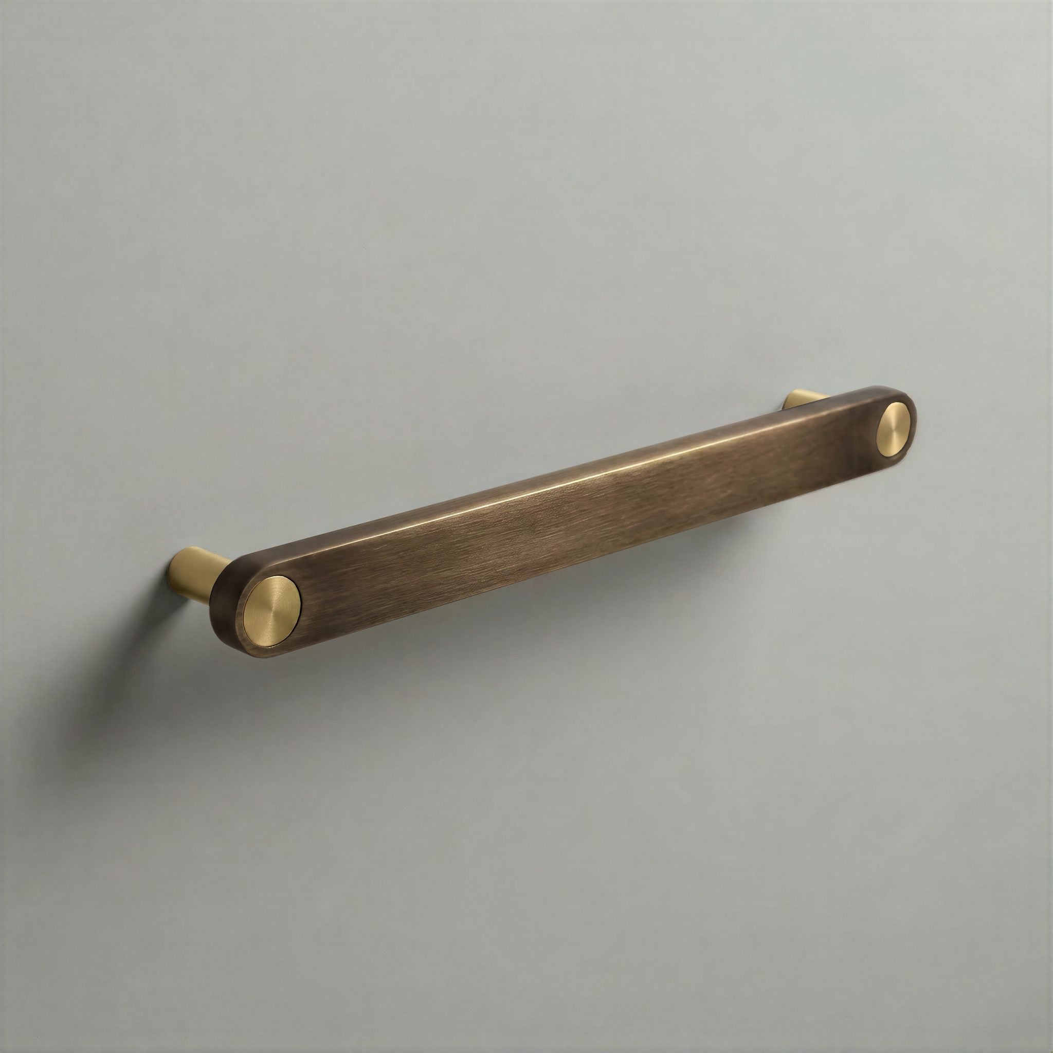 Aged Bronze Ensemble Handle in 192mm Centres with Brass button detail by Sloan Roberts.