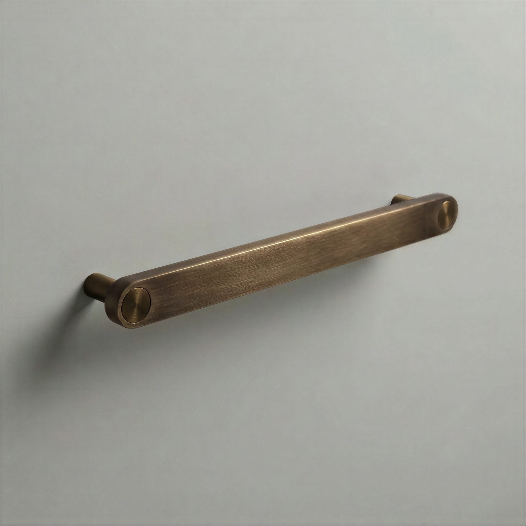 Aged Bronze Ensemble Handle in 192mm Centres with Aged Bronze button detail by Sloan Roberts.