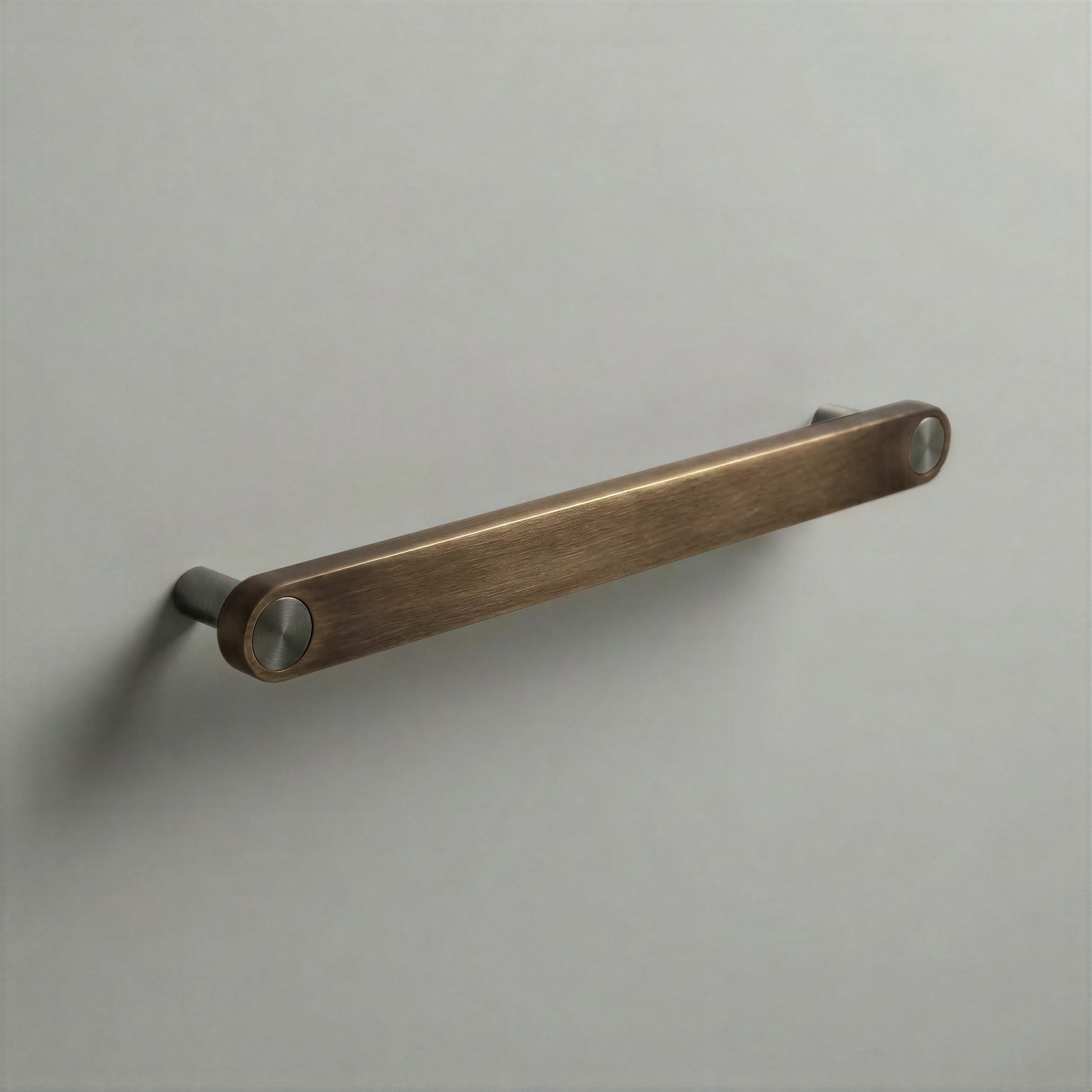 Aged Bronze Ensemble Handle in 192mm Centres with Gunmetal button detail by Sloan Roberts.
