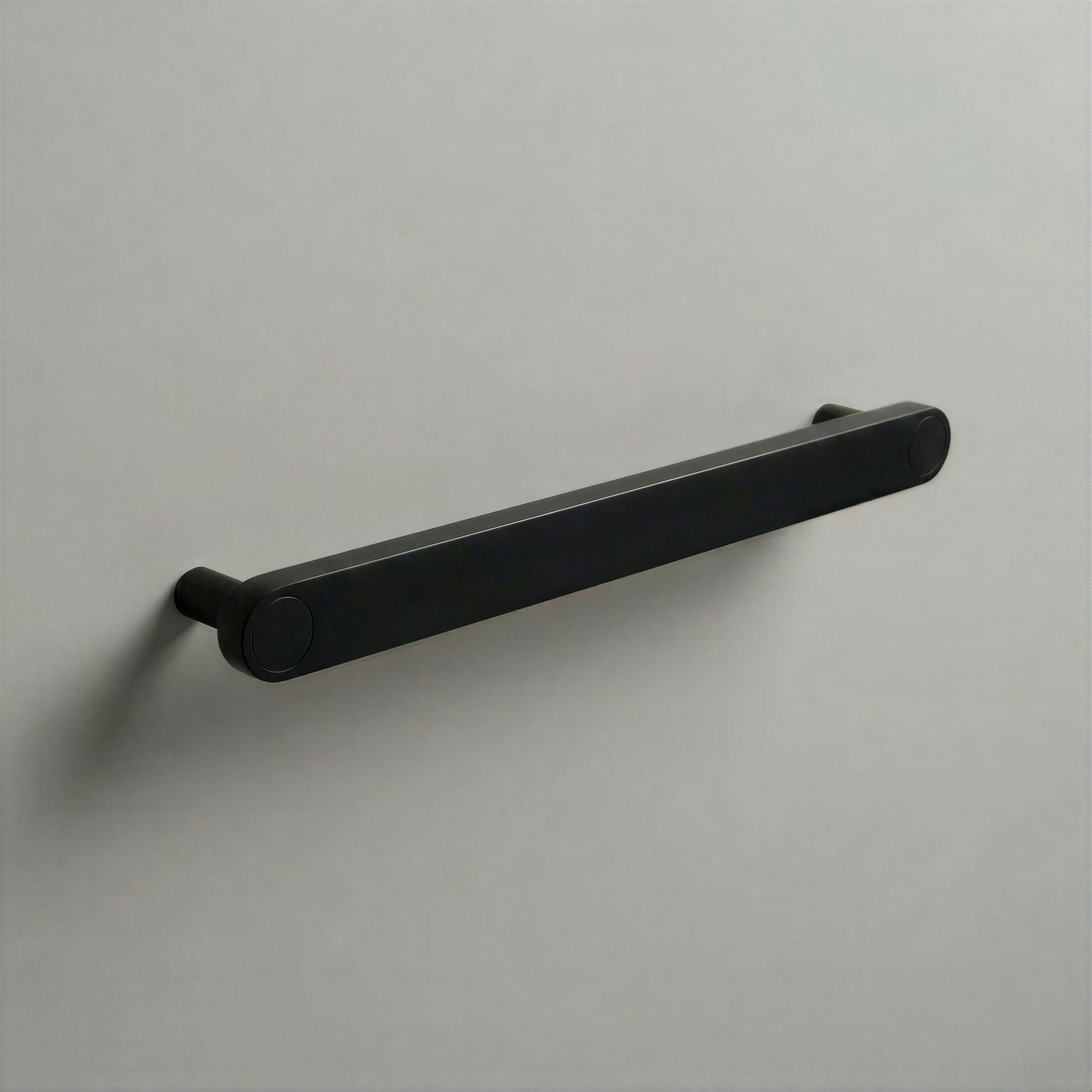 Matte Black Ensemble Handle in 192mm Centres with Matte Black button detail by Sloan Roberts.