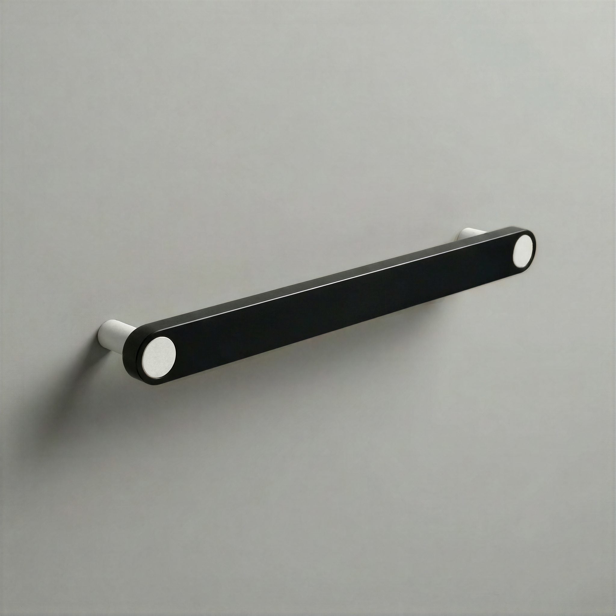 Matte Black Ensemble Handle in 192mm Centres with Matte White button detail by Sloan Roberts.