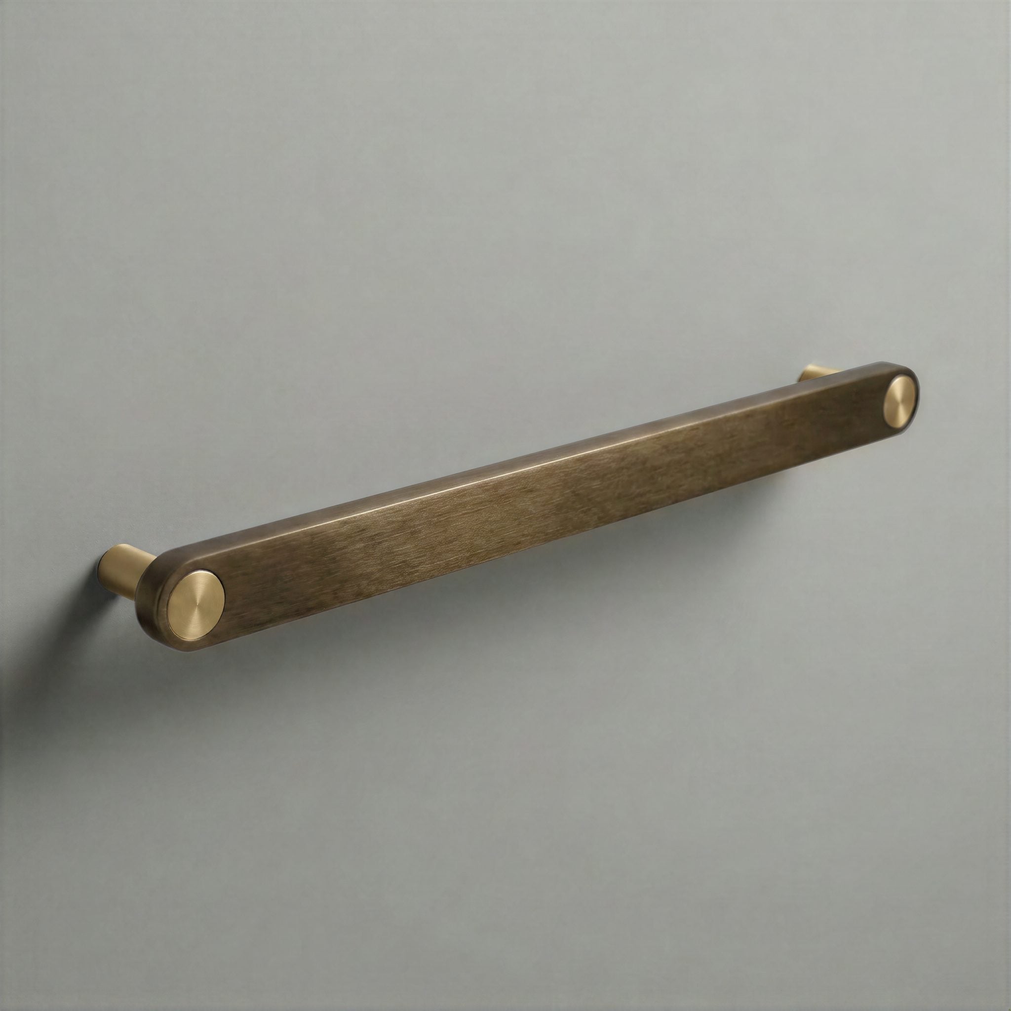 Aged Bronze Ensemble Handle in 224mm Centres with Brass button detail by Sloan Roberts.