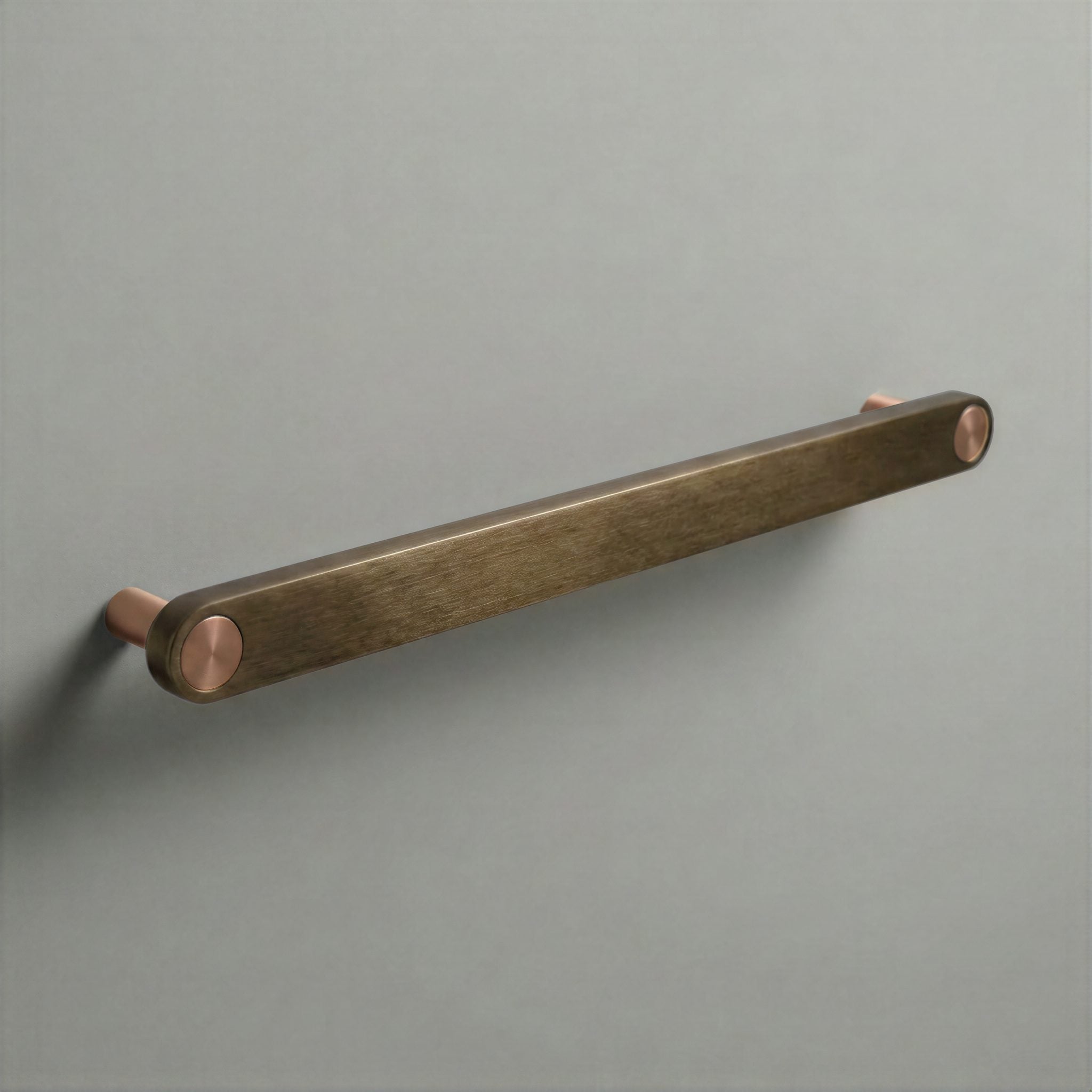 Aged Bronze Ensemble Handle in 224mm Centres with Brushed Copper button detail by Sloan Roberts.