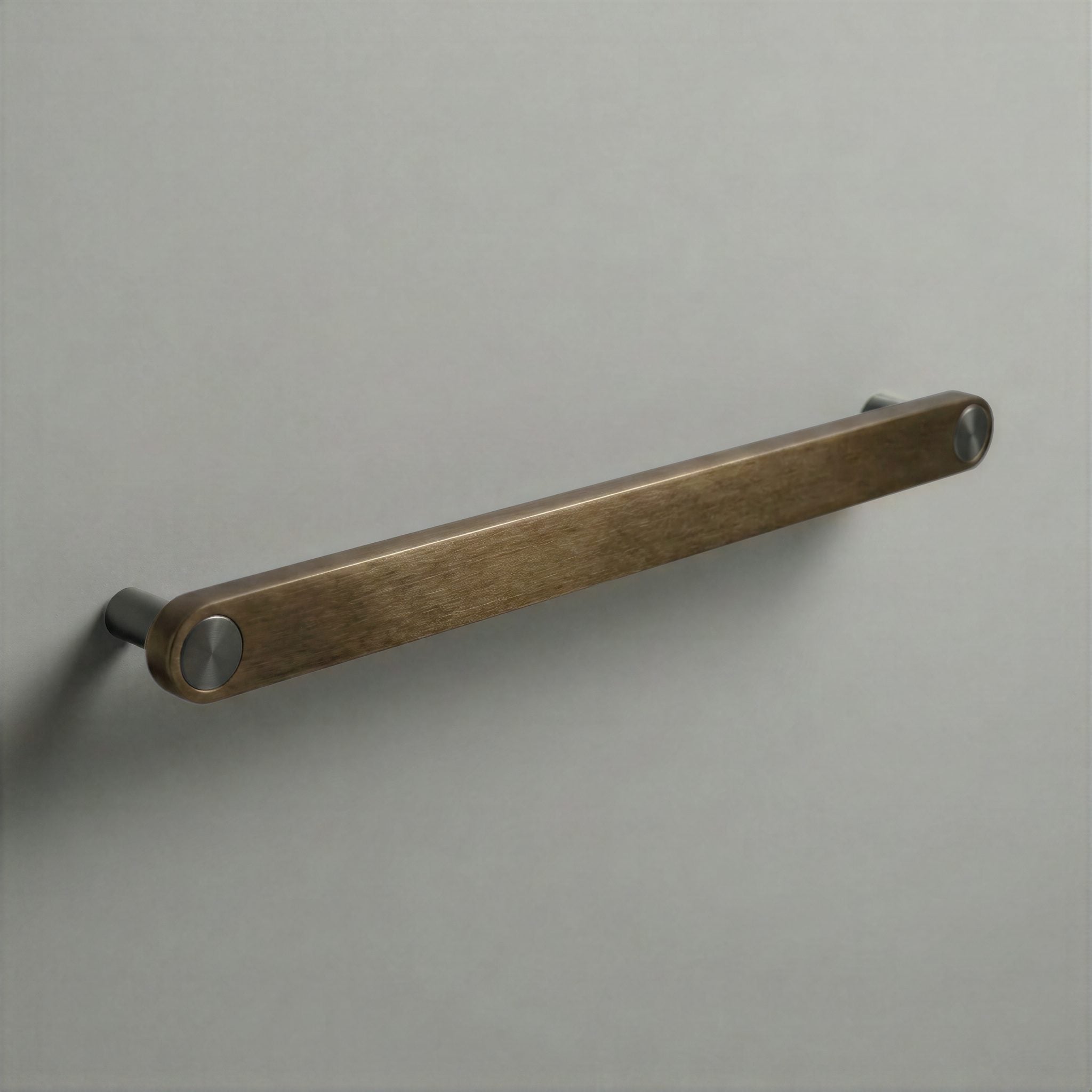 Aged Bronze Ensemble Handle in 224mm Centres with Gunmetal button detail by Sloan Roberts.