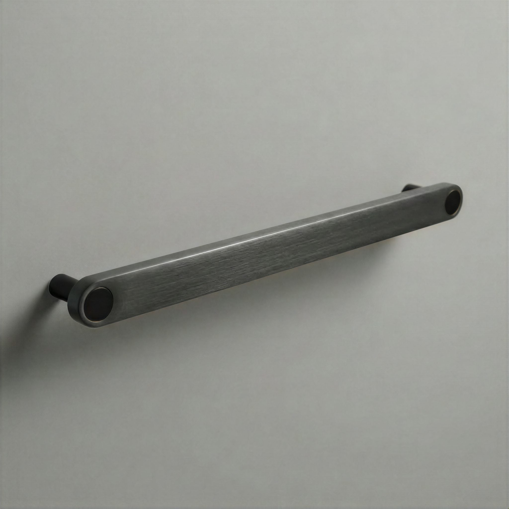 Gunmetal Ensemble Handle in 224mm Centres with Matte Black button detail by Sloan Roberts.