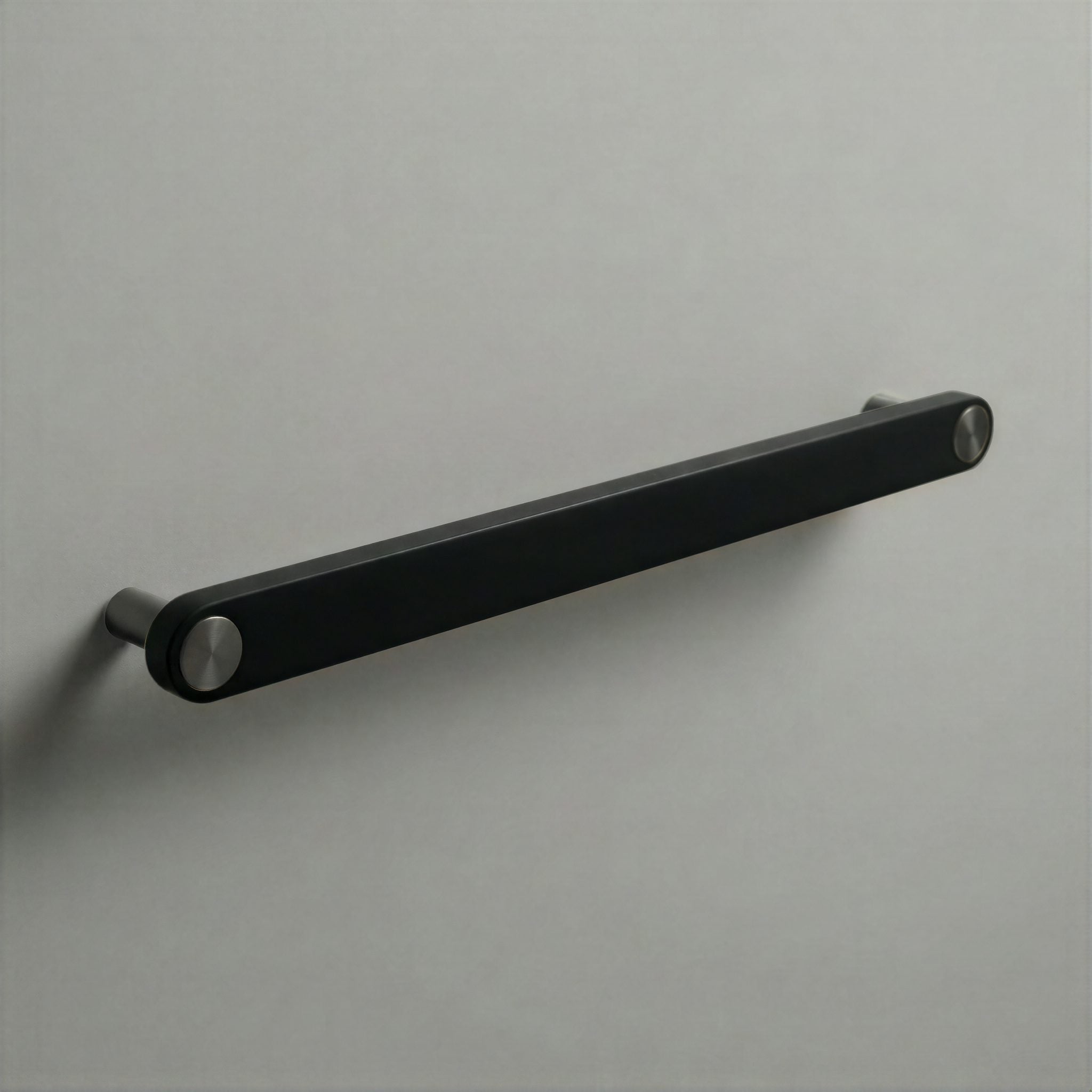 Matte Black Ensemble Handle in 224mm Centres with Gunmetal button detail by Sloan Roberts.