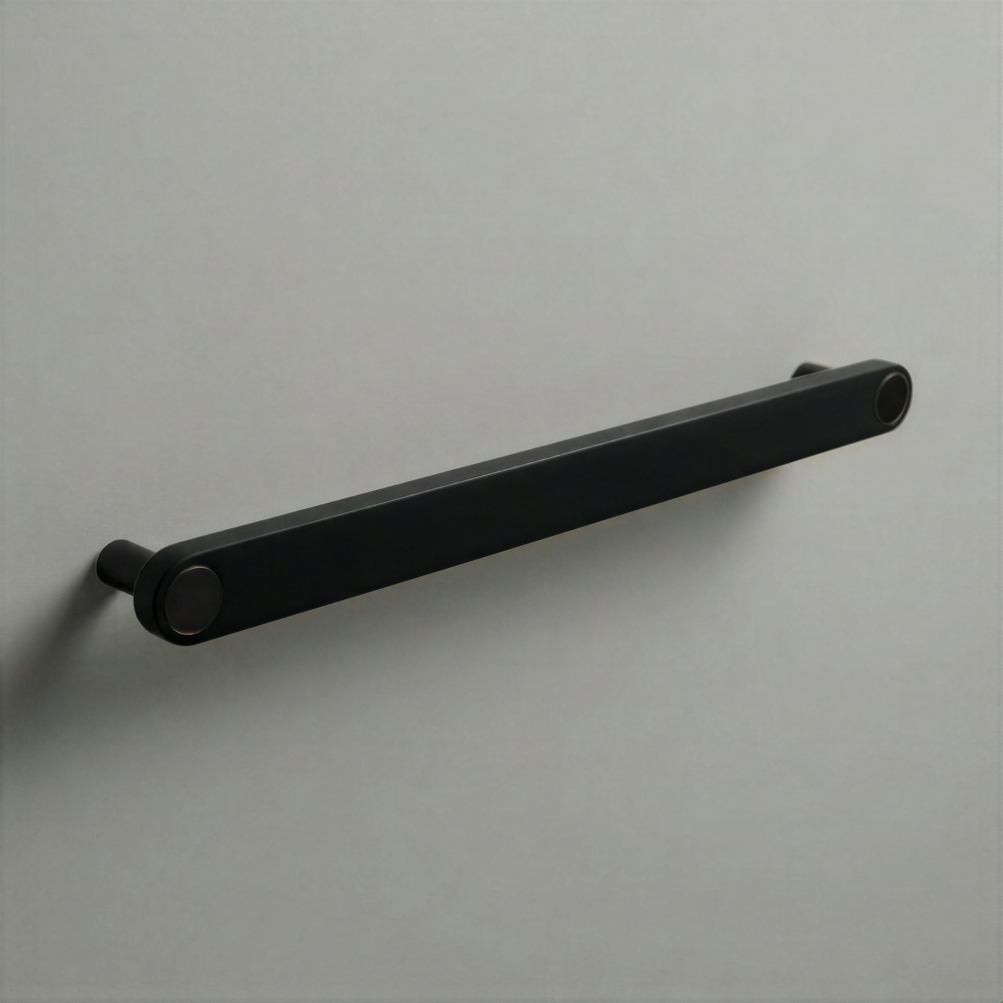 Matte Black Ensemble Handle in 224mm Centres with Matte Black button detail by Sloan Roberts.