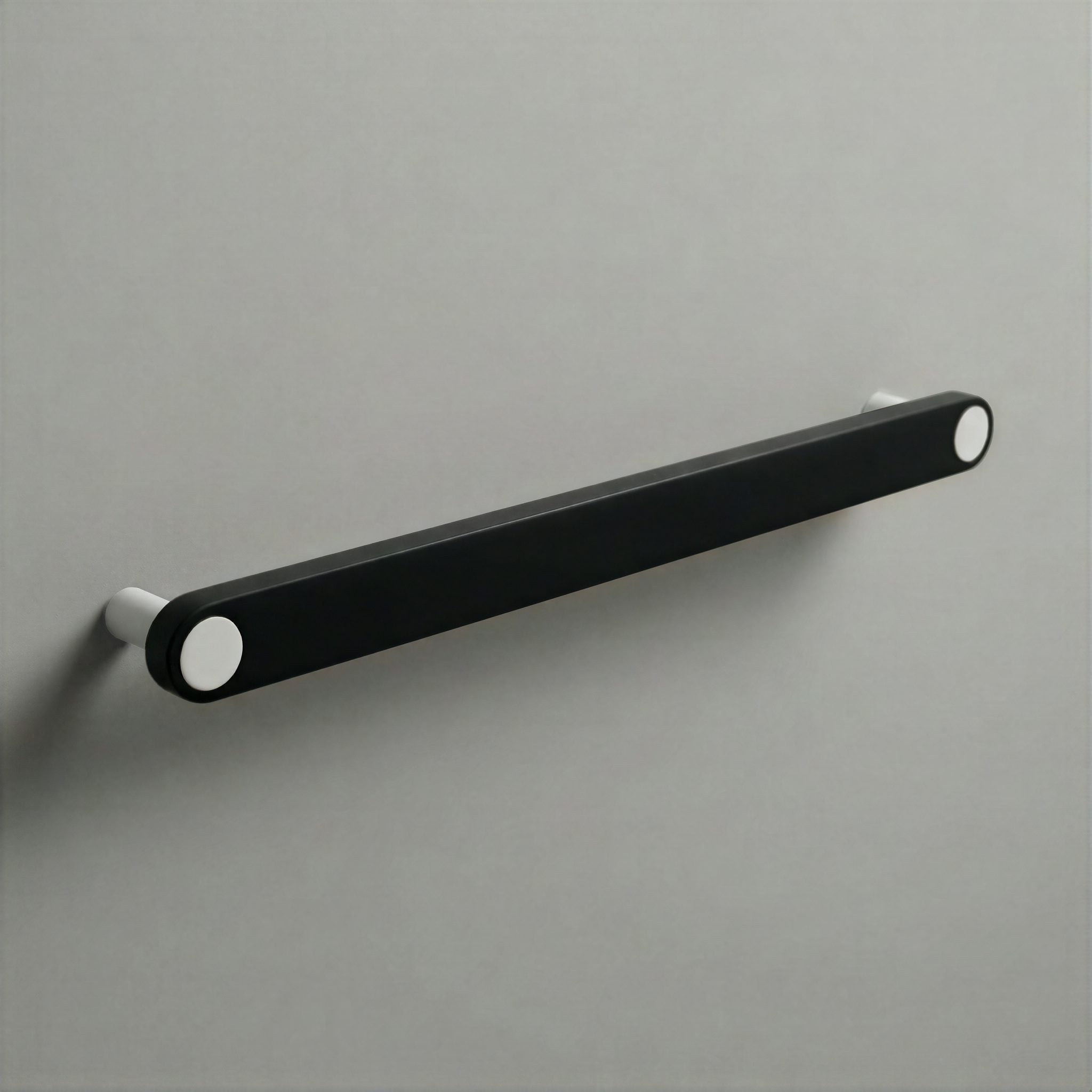 Matte Black Ensemble Handle in 224mm Centres with Matte White button detail by Sloan Roberts.