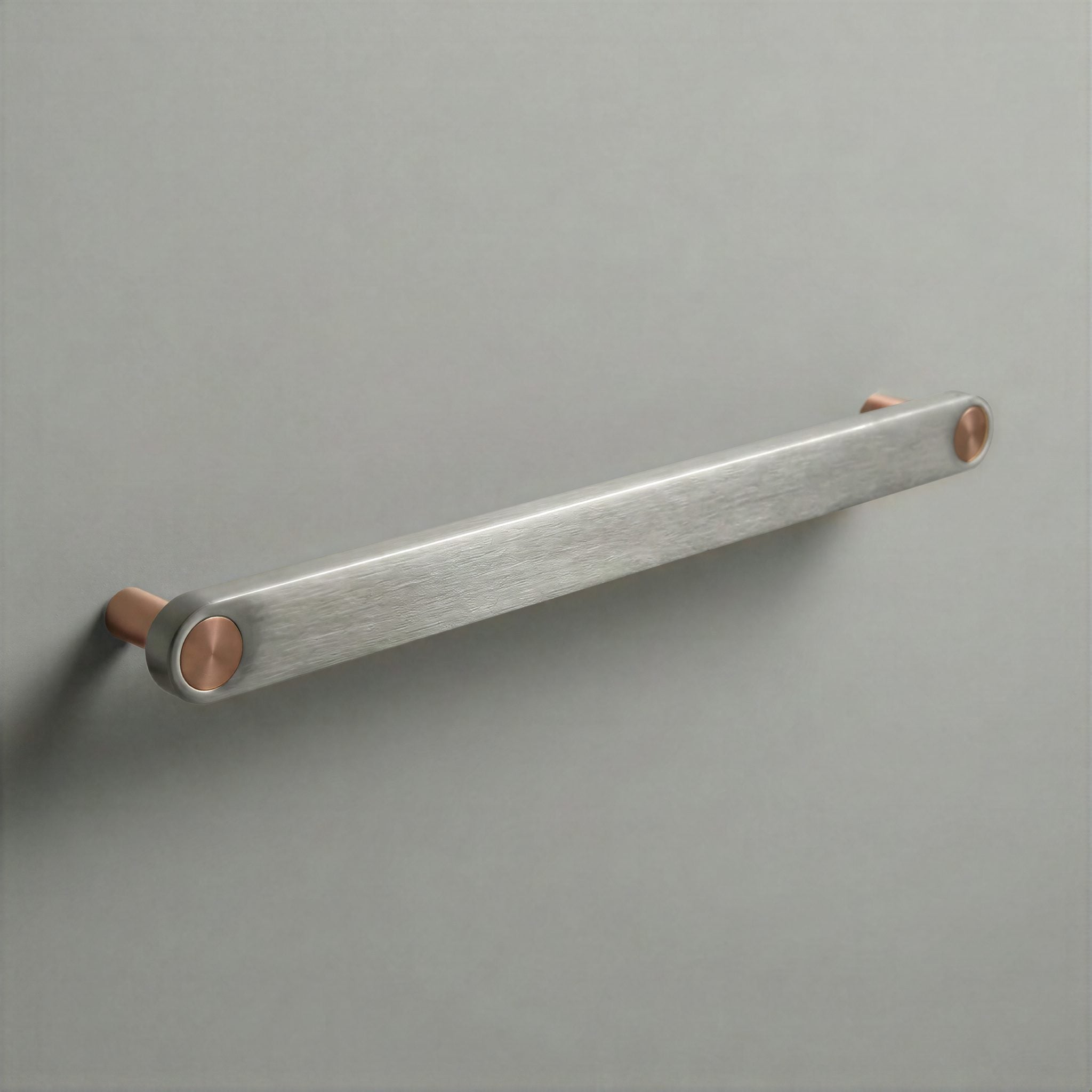 Brushed Steel Ensemble Handle in 224mm Centres with Brushed Copper button detail by Sloan Roberts.