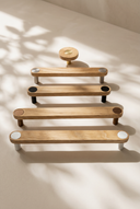 Ensemble Oak Handle — modular cabinet handle by Sloan Roberts. Solid American White Oak with choice of metallic button detail. Designed and assembled in Melbourne.