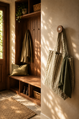Ensemble Walnut Hook — modular wall hook by Sloan Roberts. Rich American Walnut with choice of metallic button detail. Suited to bathrooms, ensuites and wardrobes. Designed and assembled in Melbourne.