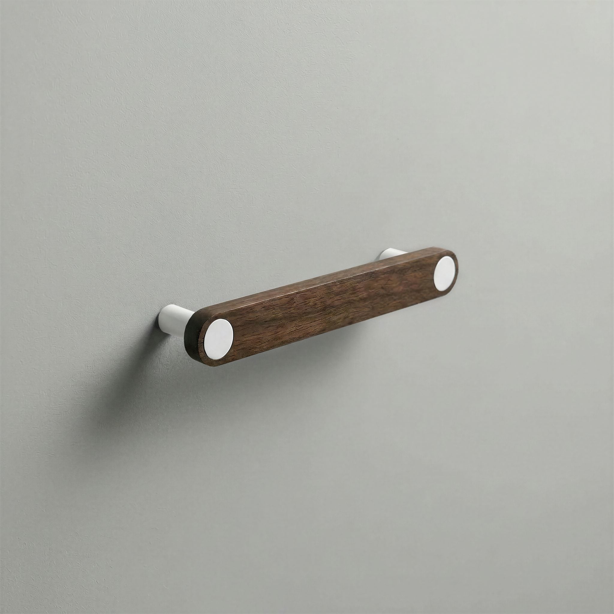 Walnut Ensemble Handle in 128mm Centres with Matte White button detail by Sloan Roberts.