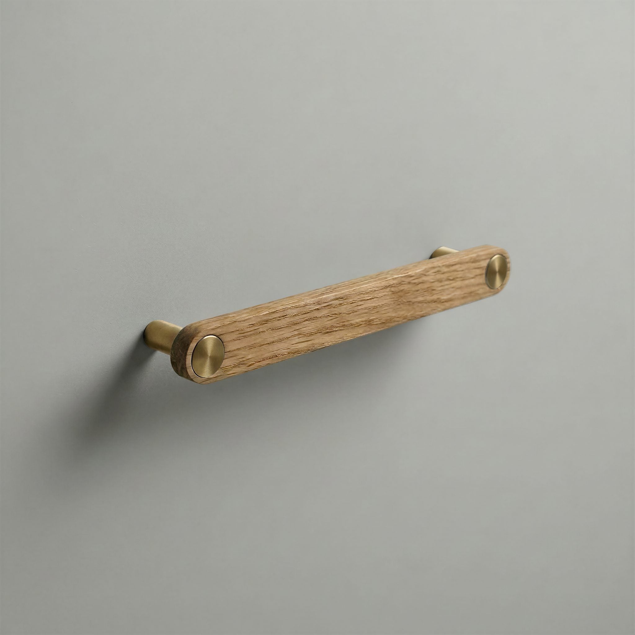 Oak Ensemble Handle in 160mm Centres with Brass button detail by Sloan Roberts.